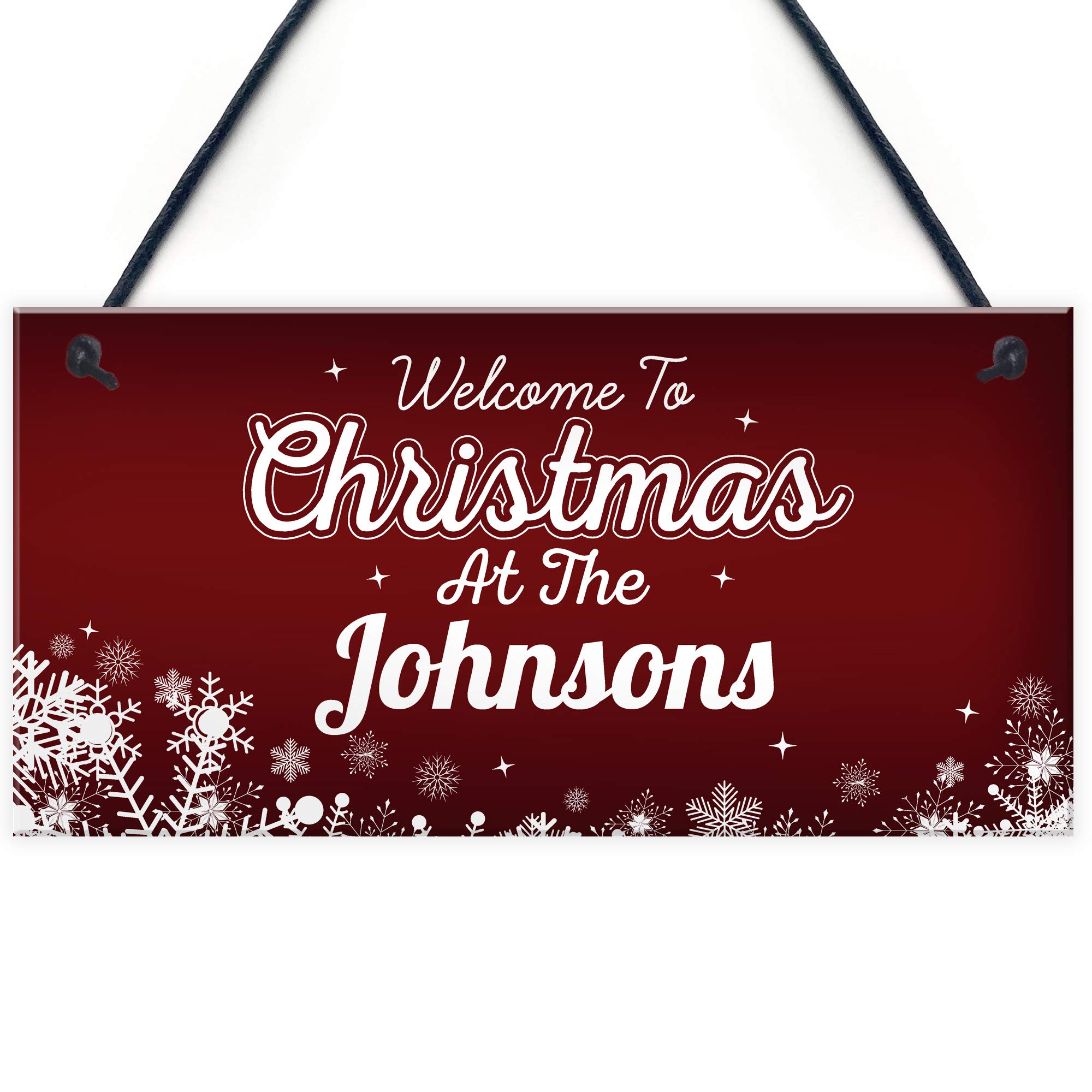 Red Ocean PERSONALISED Unique Christmas Family Sign Hanging Welcome Plaque Home Gift Xmas