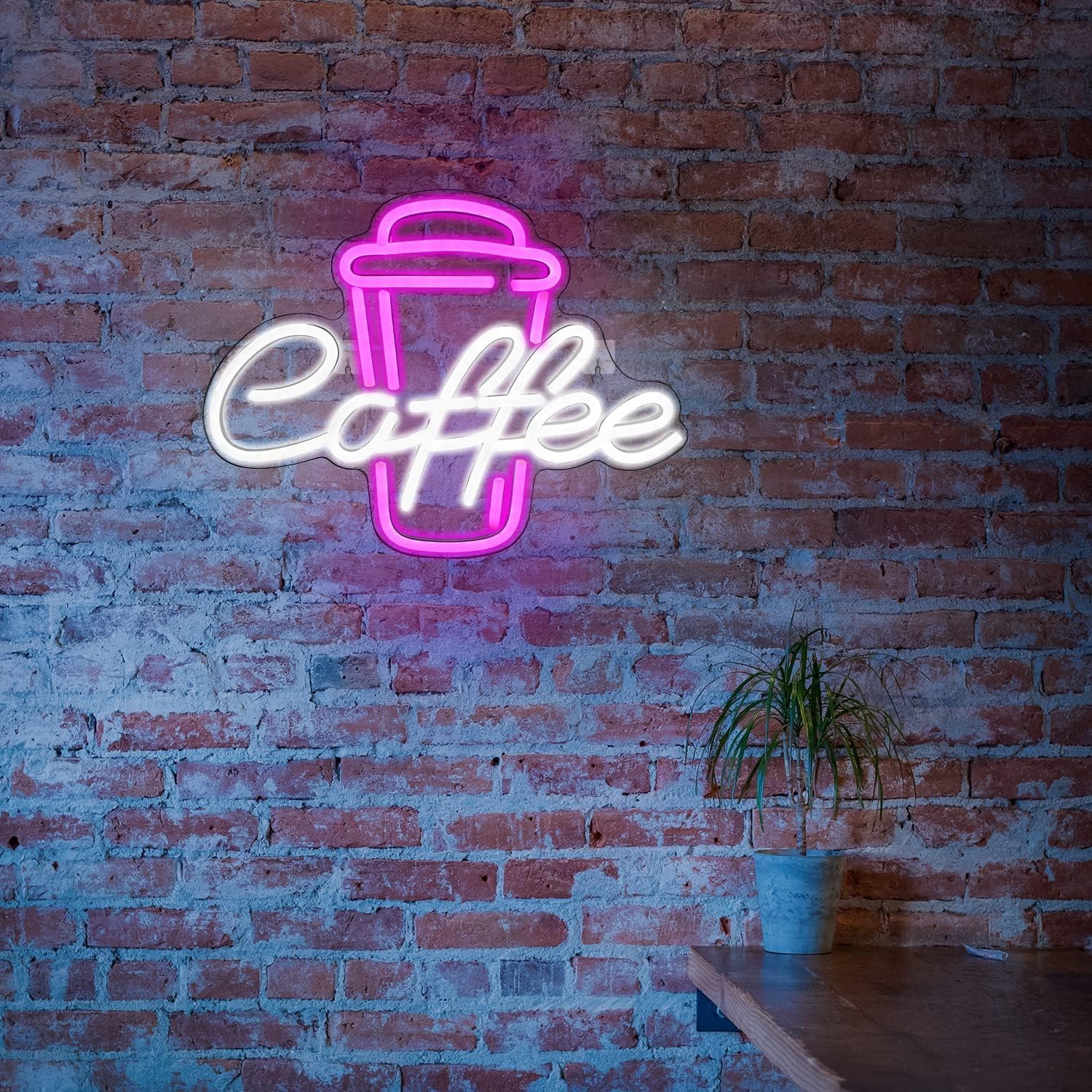 Coffee Neon Light Sign Rose Red Neon Signs Neon Lights Open Sign Letter Light Up Coffee Cup Neon Light Signs for Wall Cafe Bar Restaurant Decor