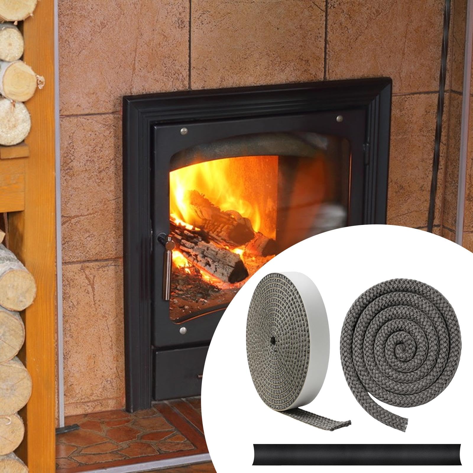 perfk Guarnizione per in corda di fibra di vetro Guarnizione per stufa resistente al calore versatile di facile installazione