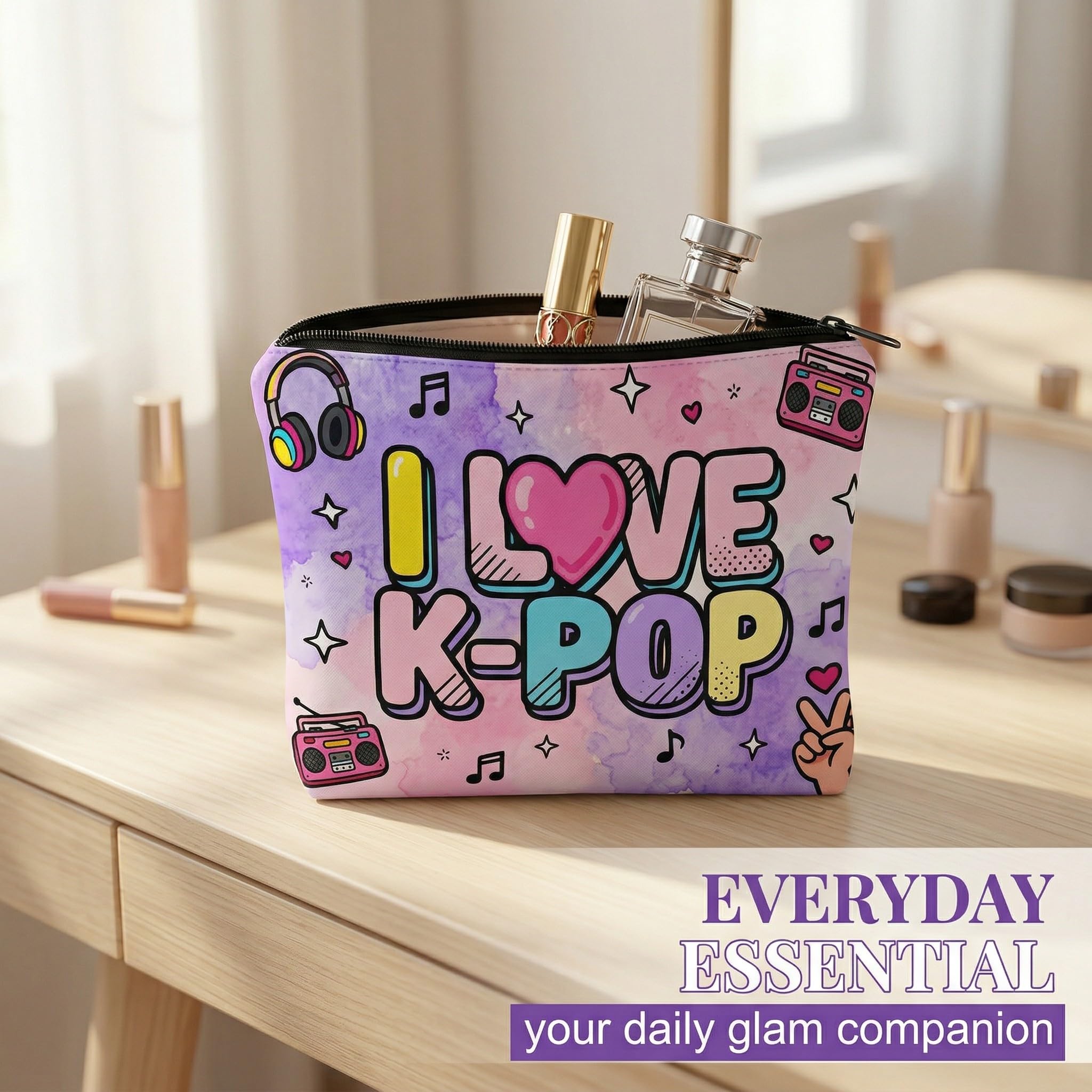 Neceser Mujer K Pop Regalos Neceser Detalles Cumpleaños Guerreras Kpop Estuch Maquillaj Mujer Niñas Llaveros K Pop Neceser para Maquillaje Complementos Viaj Autocolantes — view 2
