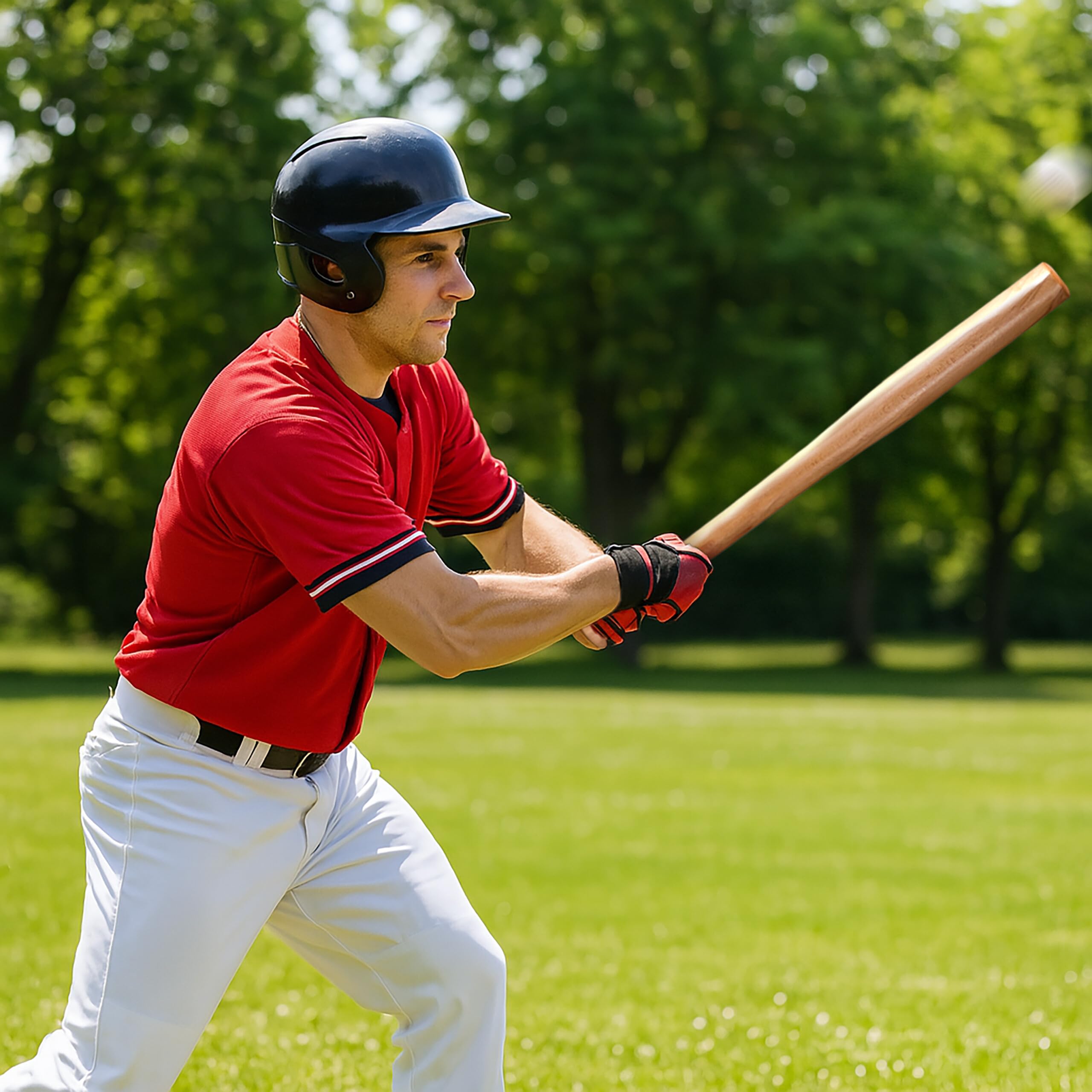 Relaxdays Batte de Baseball ou de Softball, en Bois, 34 ″, Sac en Jute, pour Jouer en Famille ou Entre Amis, Nature