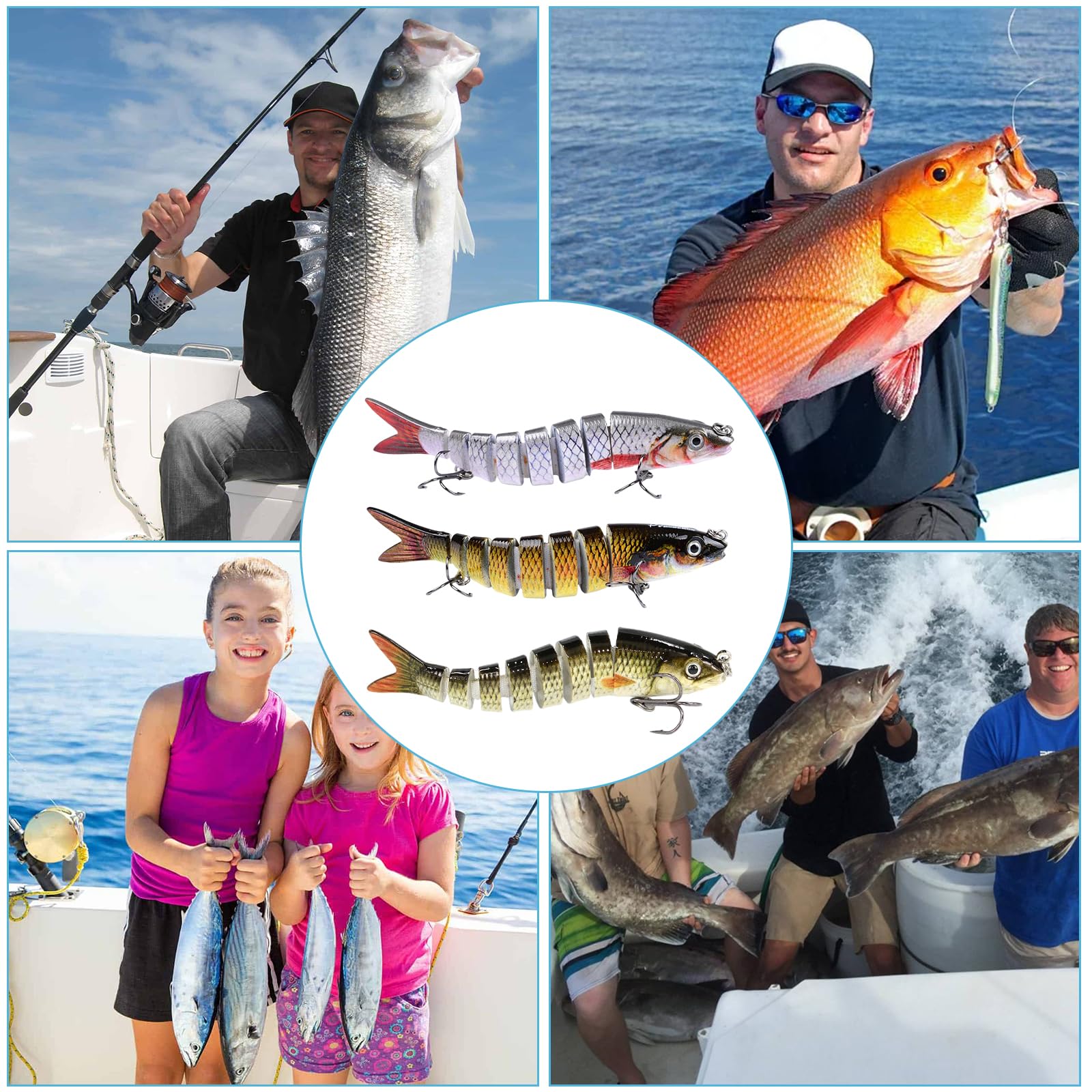 3 Piezas Señuelos de Pesca Spinning Señuelos de Biónicos de Hundimiento Lento Lubina Swimbait Duro Cebo de Pesca Artificial Señuelo de Pesca para Lucio Trucha Siluro Rio Mar