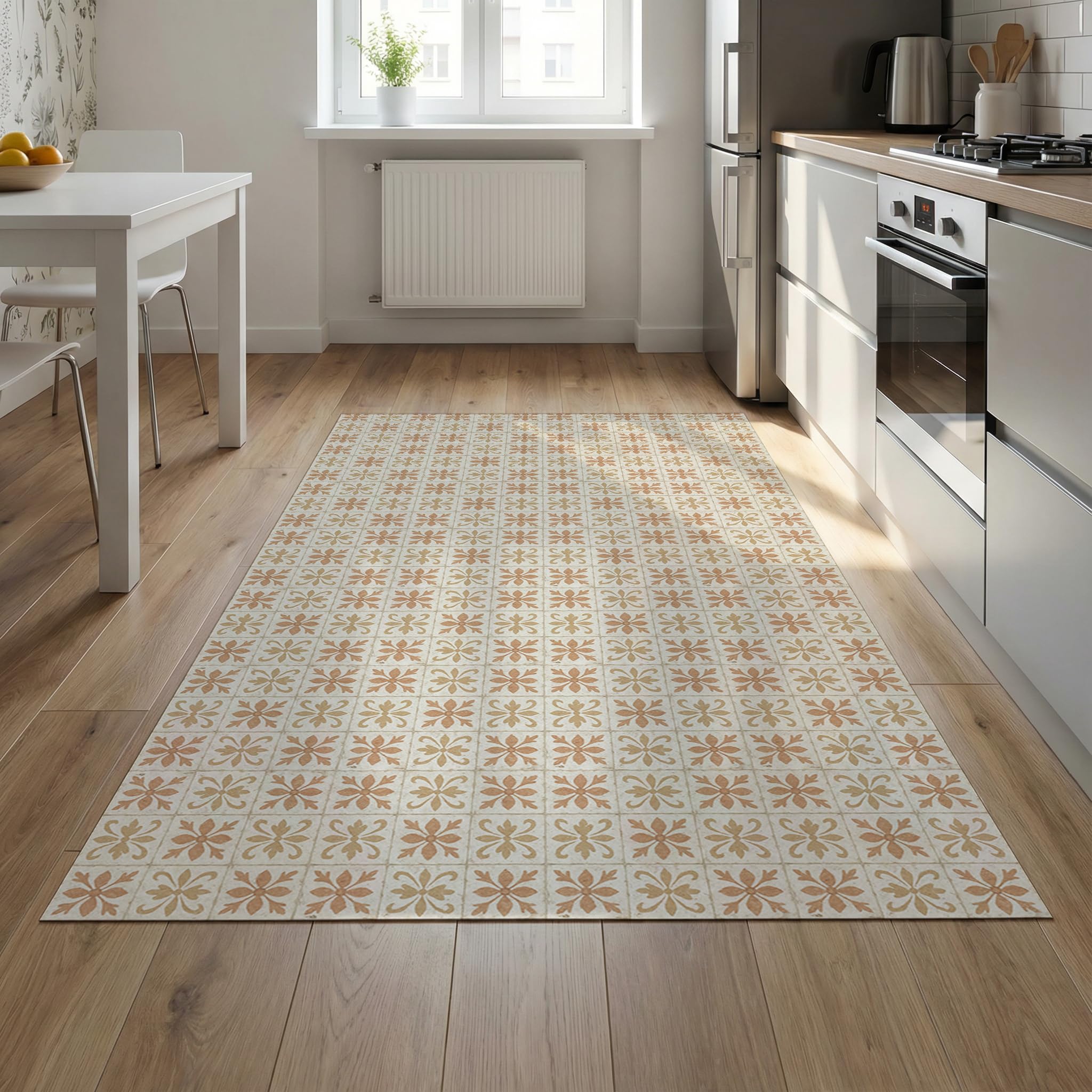 Antideslizante Alfombra Vinilica - Alfombra Antideslizante Auelo de Cocina, Baño, Dormitorio, Pasillo - 80x150cm Gris, Terracota Lavable Alfombra Vinilica