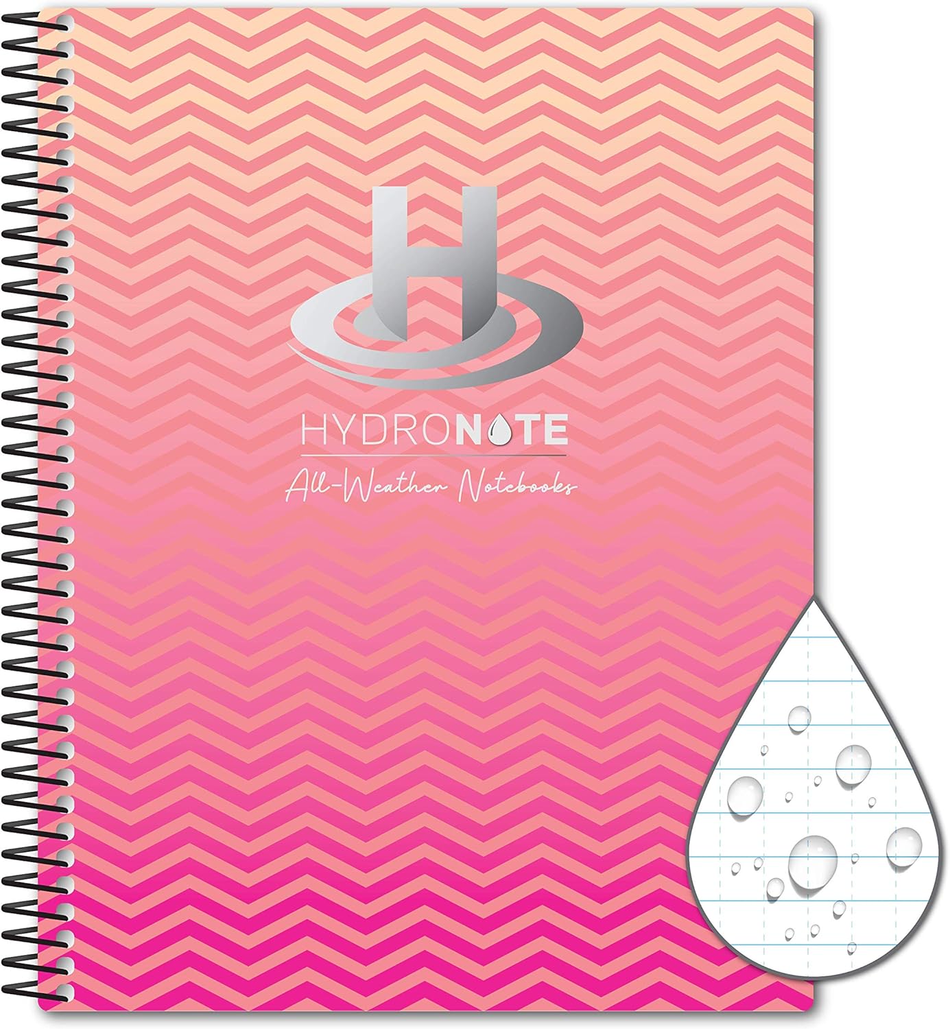 TerraSlate Hydronote Waterproof Side Spiral Notebook, Universal Page Pattern - Write in Rain Notebook, Waterproof Notebooks for Work, 11 x 8.75 x 0.5 (Geometric Orange)