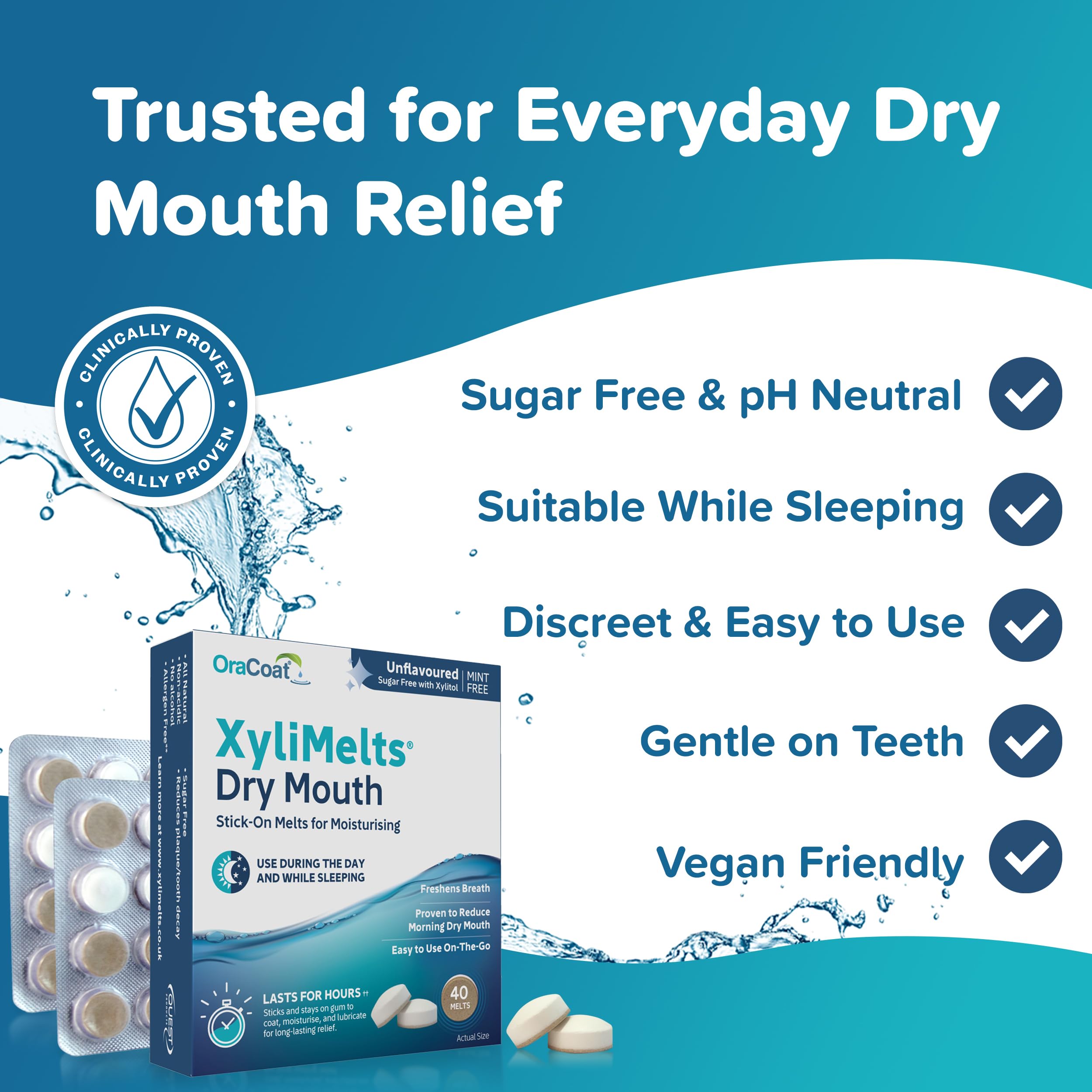 Oracoat - Xylimelts - Dry Mouth - Mint Free - 40 Count