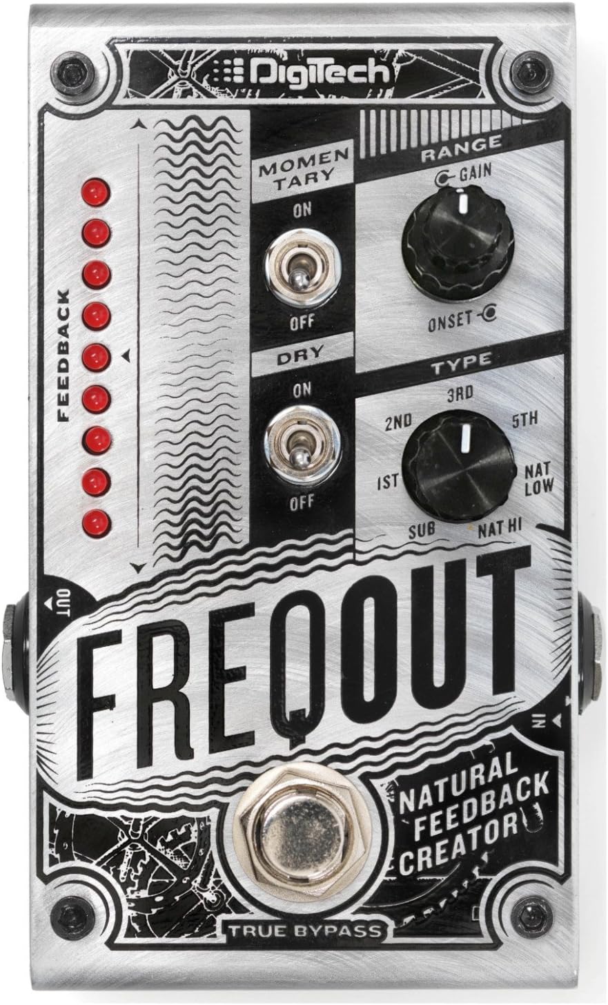 Digitech FreqOut Natural Feedback Creation Guitar Effects Pedal with 2 Path Cables for Guitars, Instrument Cable and Zorro Sounds instrument cleaning cloth