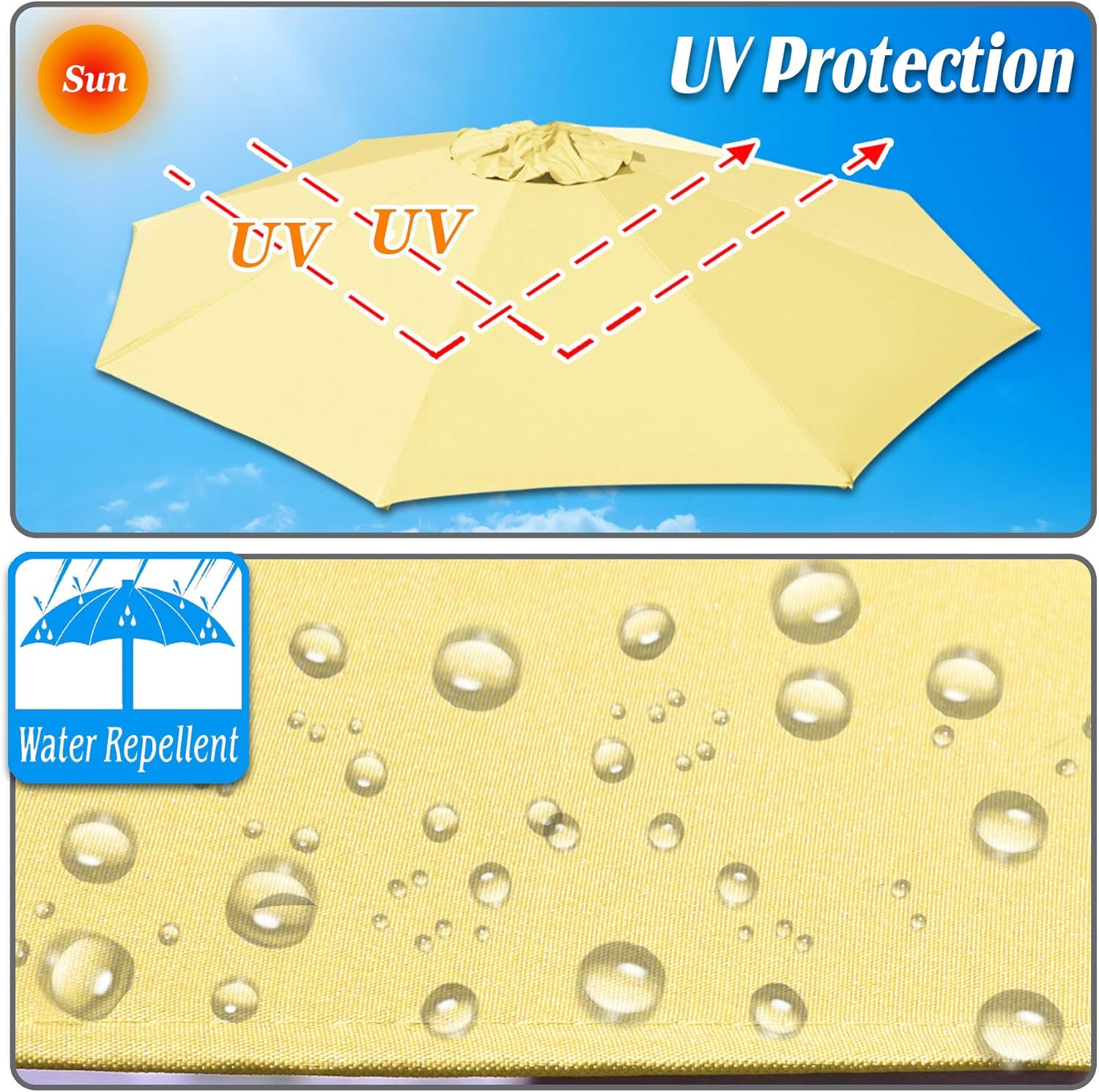 Strong Camel Replacement Patio Umbrella Canopy Cover for 10ft 8 Ribs Umbrella (CANOPY ONLY) (BEIGE)