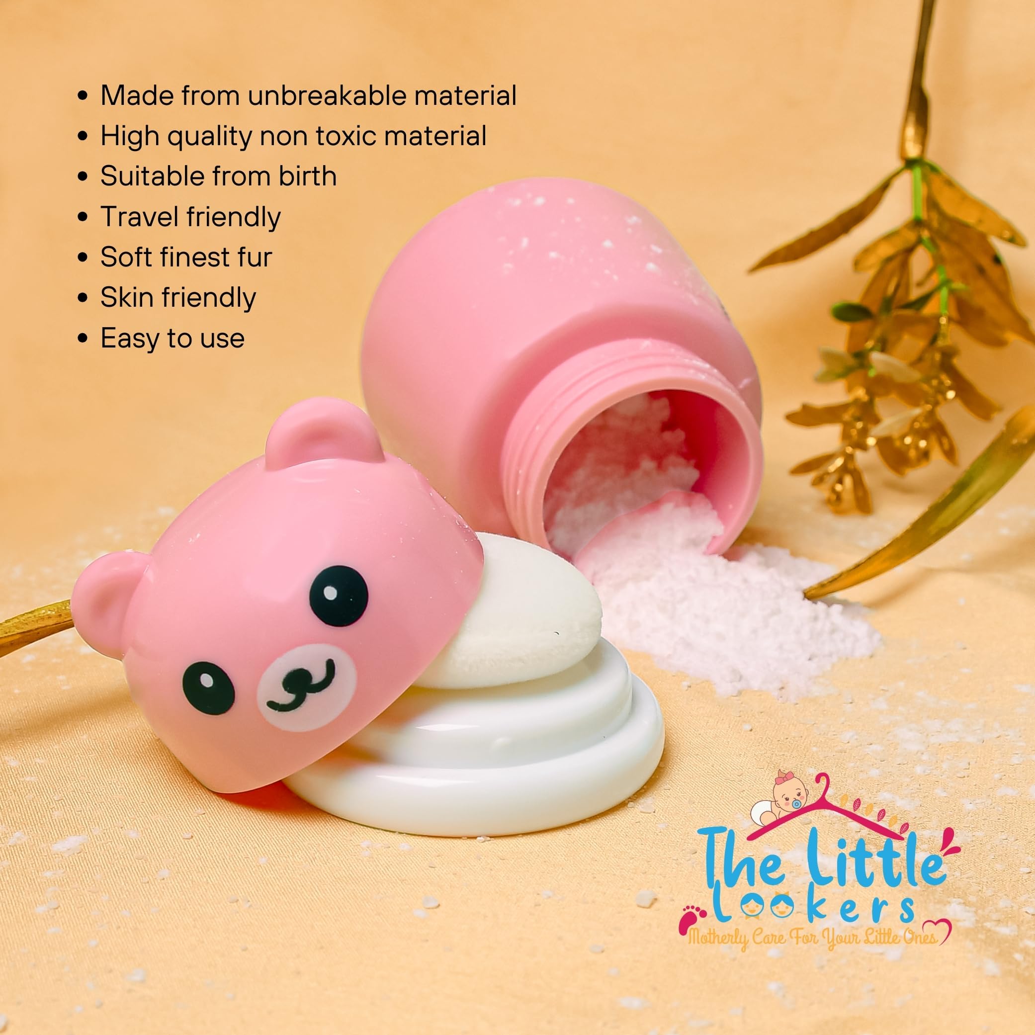 THE LITTLE LOOKERS Baby Powder Puff|Baby Powder Puff With Box|Powder Puff With Box Holder Container|Powder Puff For Babies|Puff Powder Box (Pink),1 Count - Image 5 thumbnail