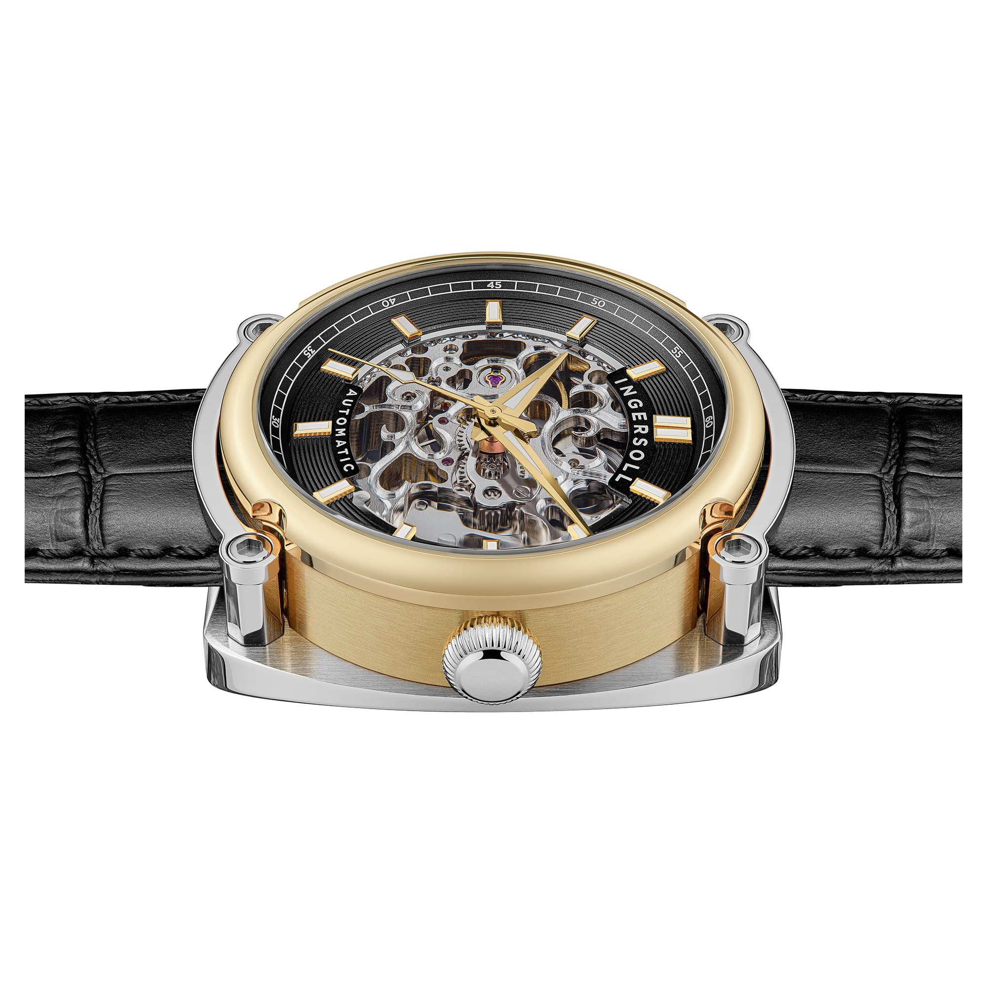 Ingersoll The Michigan Orologio automatico da uomo 45 mm con quadrante a cuore aperto e cinturino in pelle