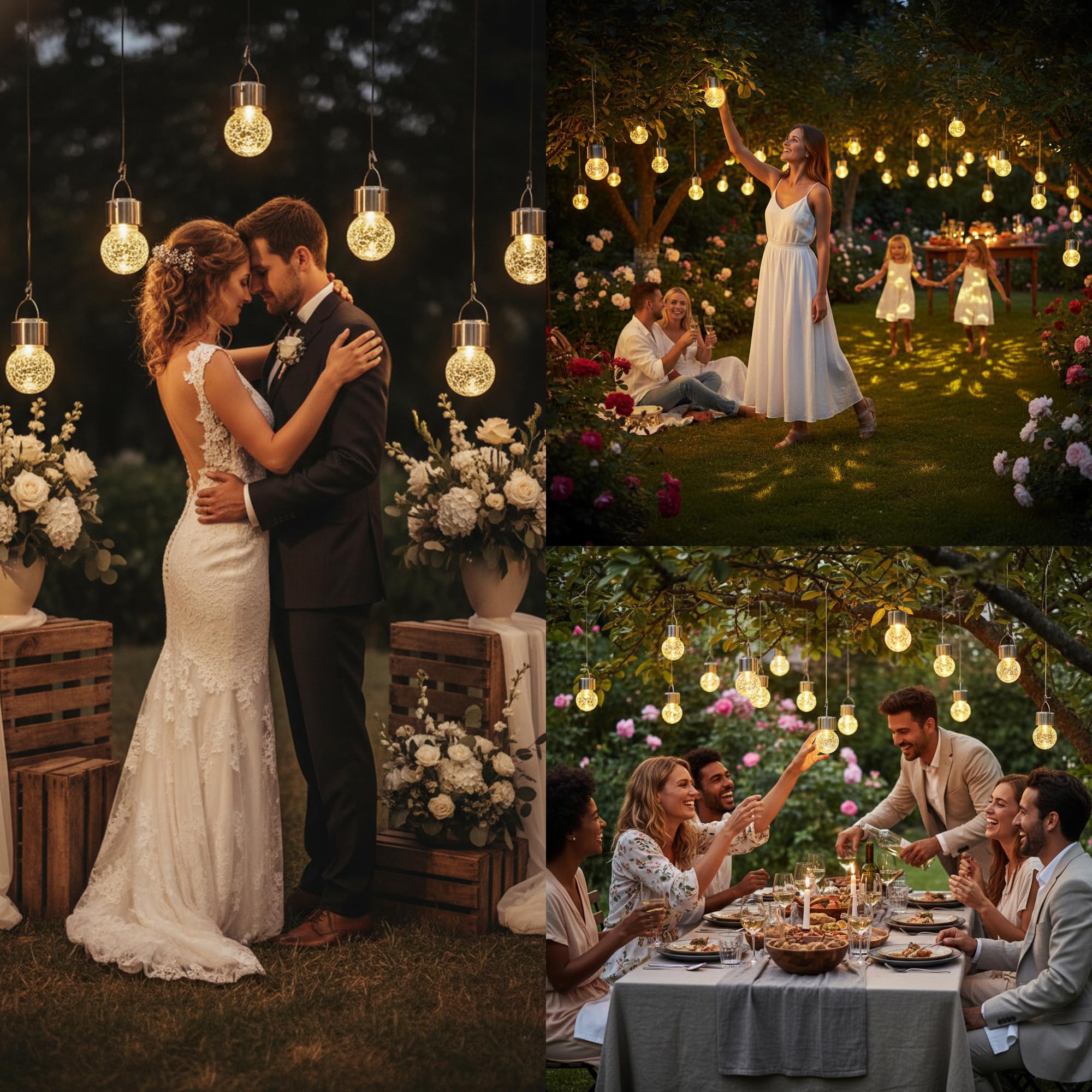 Lanterne solari per esterni, luci a sfera a energia solare, impermeabili, decorative, in vetro incrinato, ornamenti per pastore, gancio, albero, ombrello, recinzione, giardino, cortile, decorazione