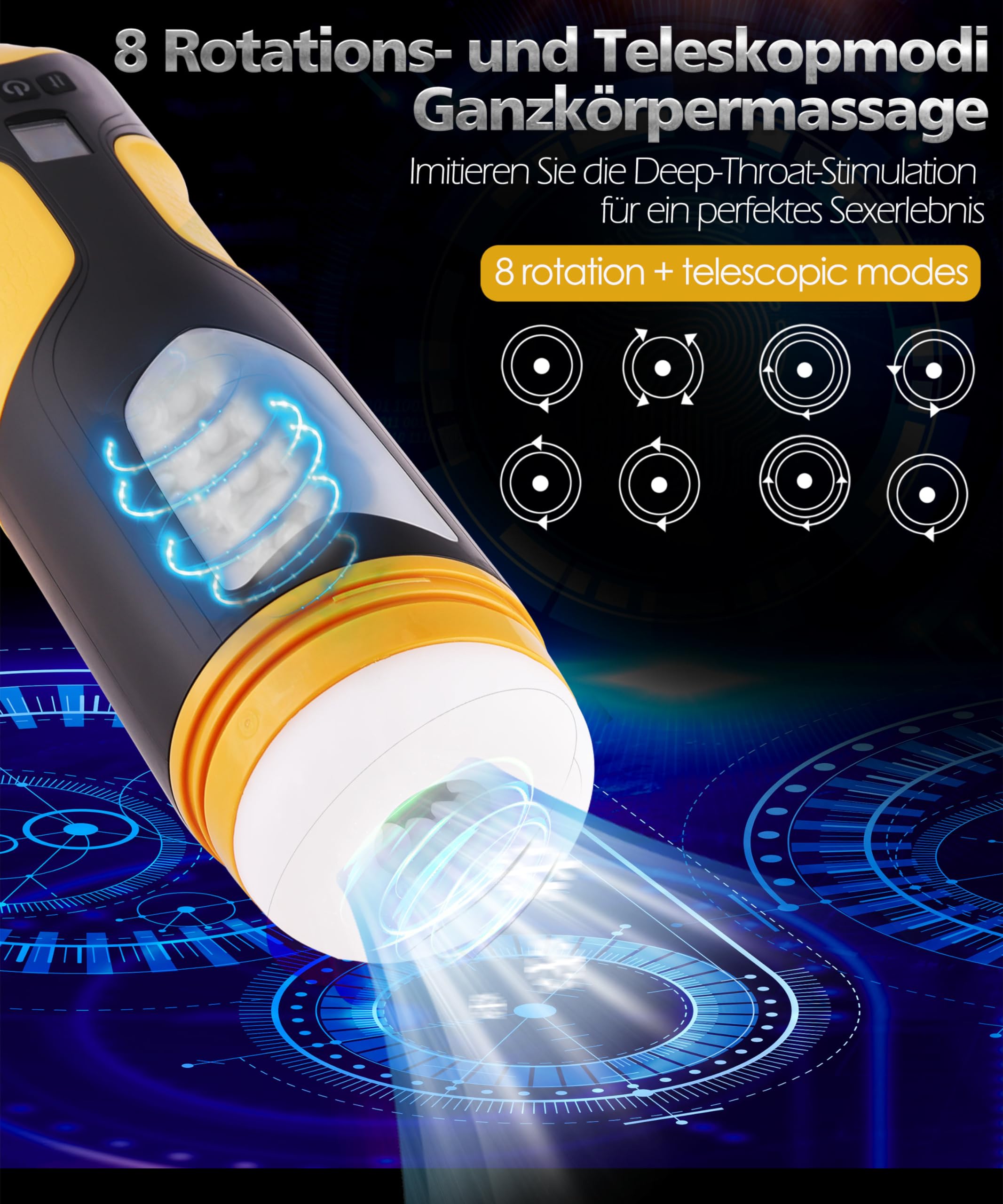 Elektrisches Cup-Masturbator-Spielzeug APP-Steuerung, Masturbieren für Männer mit 8 Modi, Teleskopfunktion und rotierender Massagefunktion, Pocket-Pussy-Penis-Masturbatoren, leicht zu reinigen