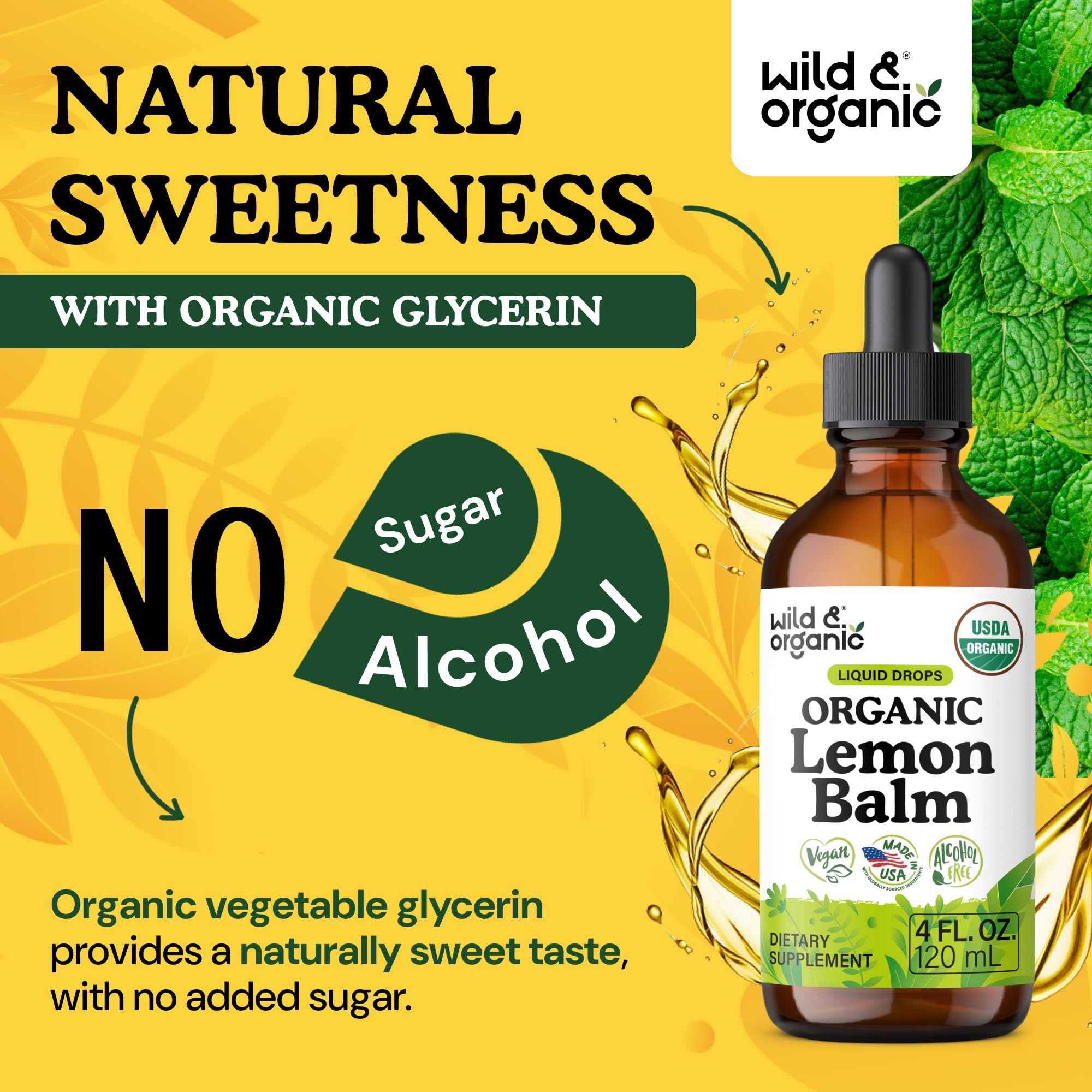 USDA Organic Lemon Balm Tincture for Good Mood - Melissa Drops - 4 oz — Amazon image 6