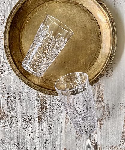 Miniatura 7 de BLOIS- Juego de 8 vasos acrílicos de 15.2 y 20.5 onzas, vasos de plástico apilables, sin BPA, aptos para lavavajillas, tazas de aspecto vintage,