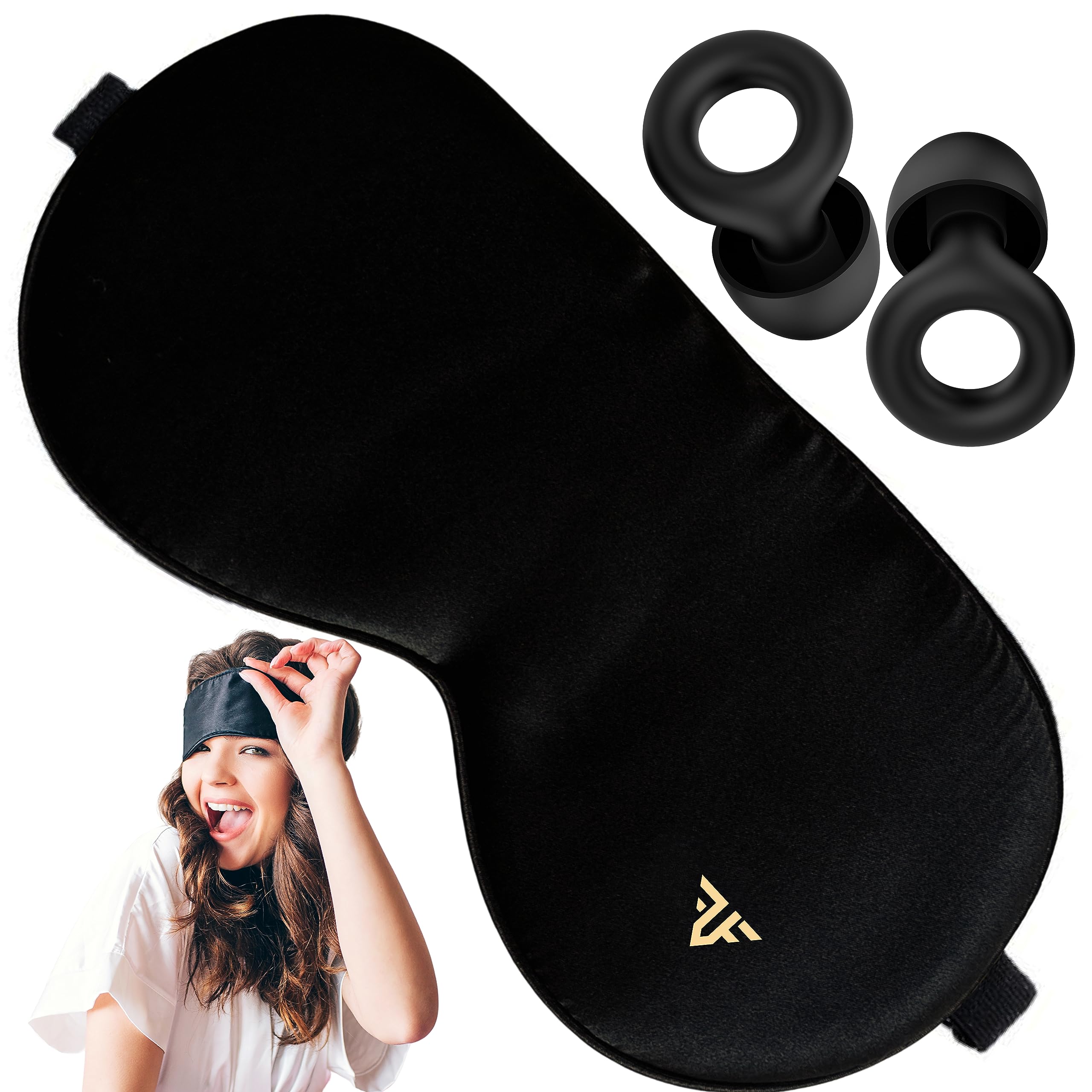 Sleep mask with Ear Plugs-Sleeping mask-Silk Eye Sleep mask-Sleep mask Light Blocking-Ear Plugs Noise Reduction-Earplugs for Sleeping-Eye mask and Ear Plugs for Sleeping Black