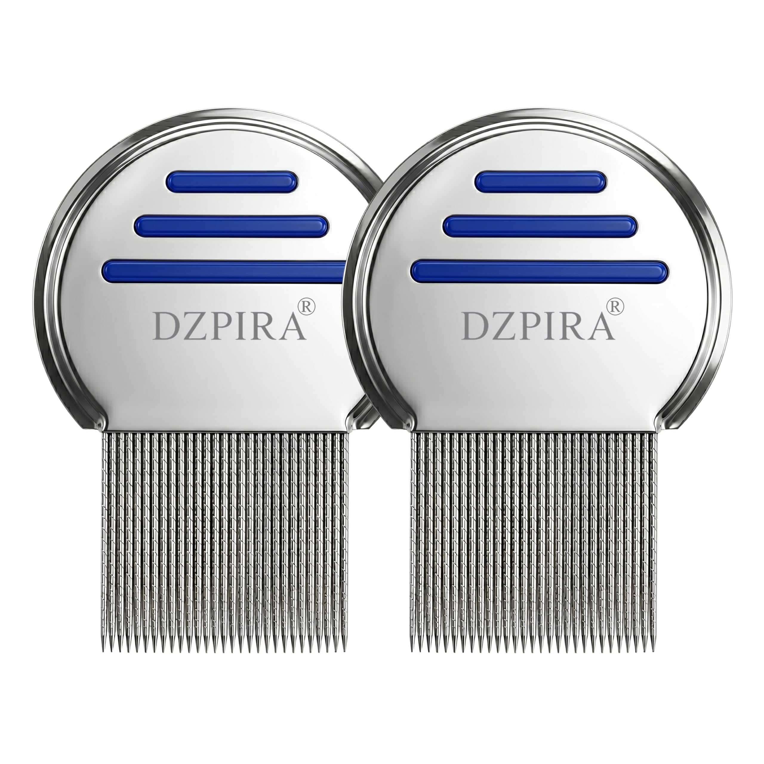 DZPIRA Pack of 2 Premium Stainless Steel Lice & Nit Removal Combs for Kids & Adults, Professional Fine Teeth, Removes Lice, Nits & Eggs, Reusable, Safe for All Hair Types