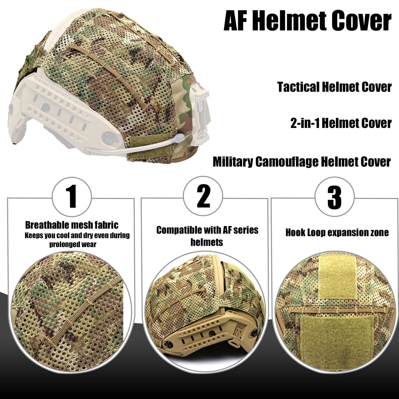Funda Táctica para Casco AF, Tela Militar para Cascos de Airsoft