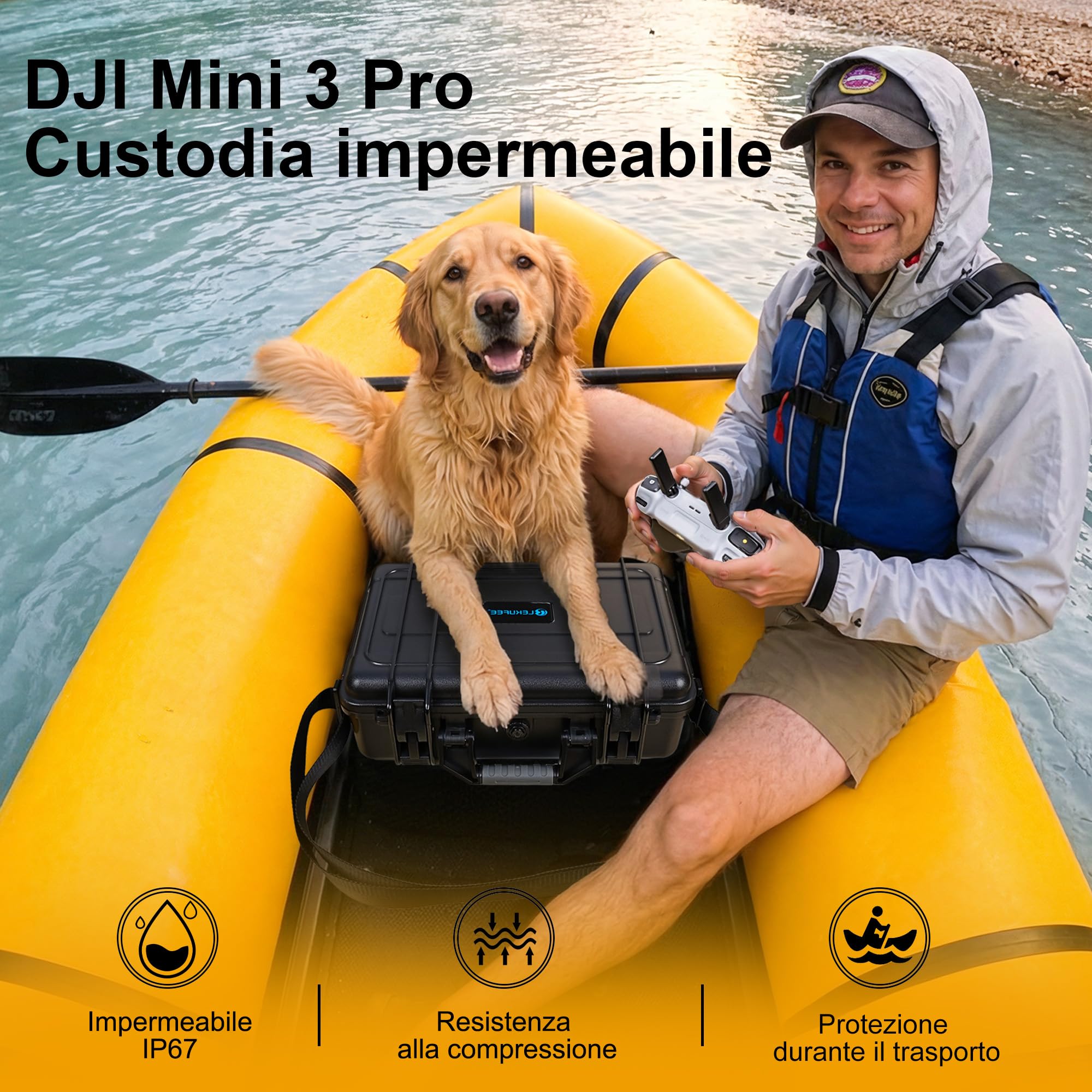 LEKUFEE Custodia Rigida Impermeabile per drone DJI Mini 5 Pro/ 4 Pro/Mini 3,DJI RC 2/RC /N2/ N1 e accessori (Solo Valigia)