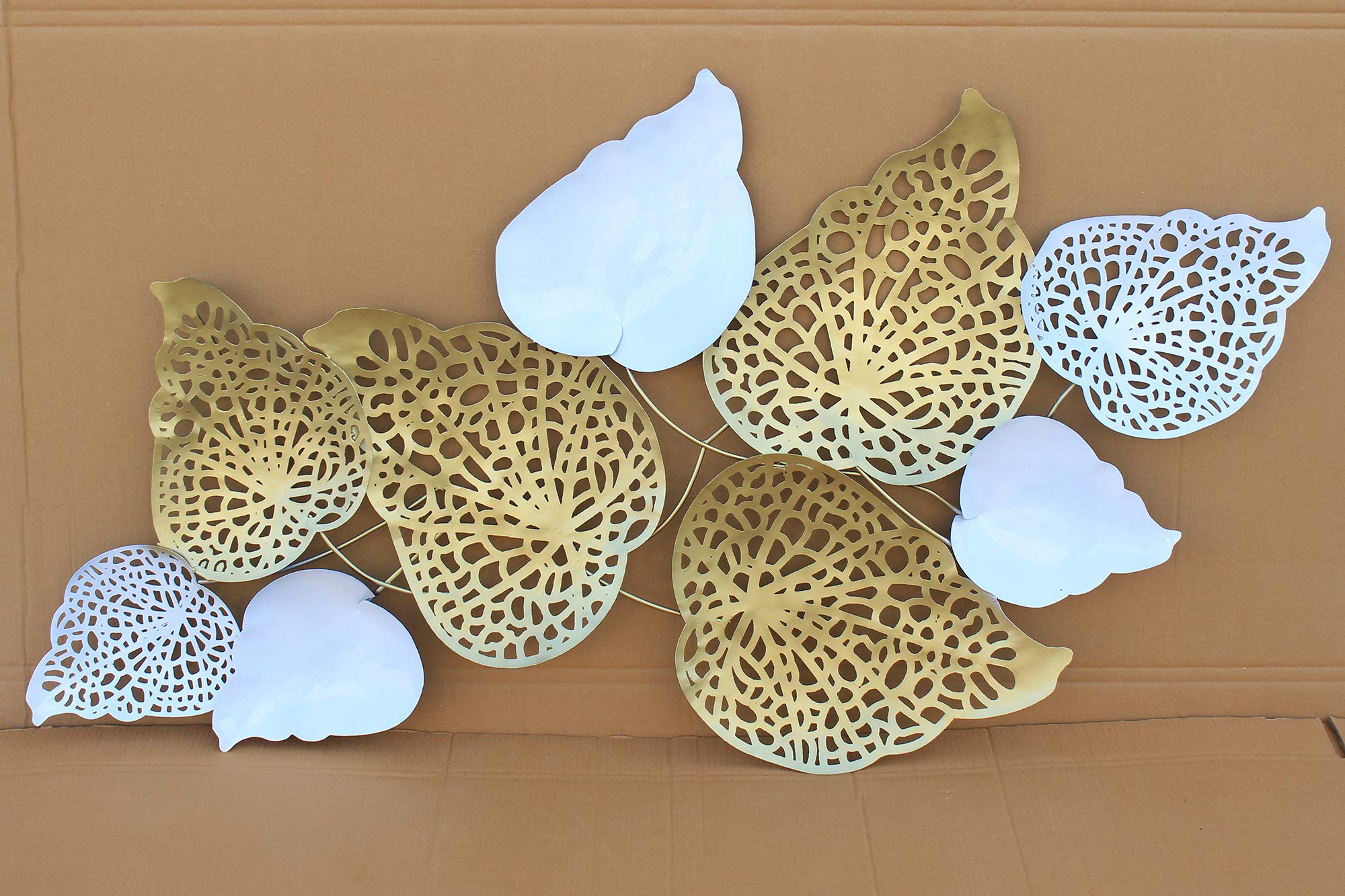 Kumar Industries Big Leaves Metal Wall Art Iron Wall Hanging Home Decoration Perfect for Living Room/Hotel/Restaurant/Bedroom/Drawing Room (Color : Multi) (Size: 54X 28 INCH)