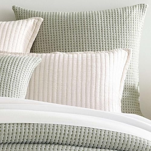 Pick Stitch Evergreen - Funda de almohada de Matelasse, tamaño estándar, patrón sólido verde