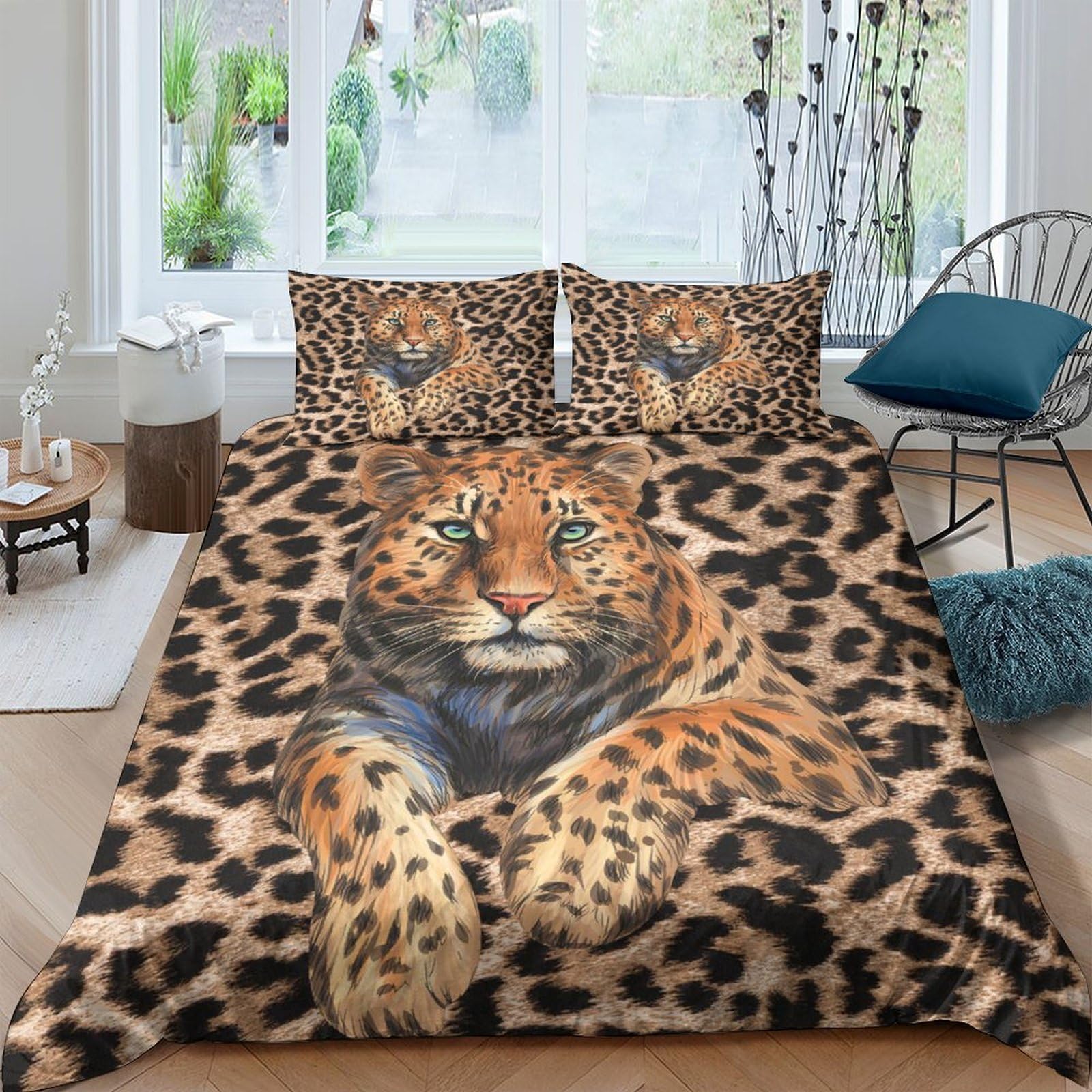 Ctjqhvkz Style-7 3D Printed Leopard Animal Fitted Sheet Microfiber Soft Breathable Wild Cat Mattress Cover For Bedroom Guest Room Decor Single（135X200cm）