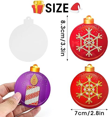 Miniatura 2 de SKRYUIE Kit de pintura de diamantes DIY para árbol de Navidad, tarjetas colgantes colgantes para adultos y niños 5D de taladro completo de diamantes
