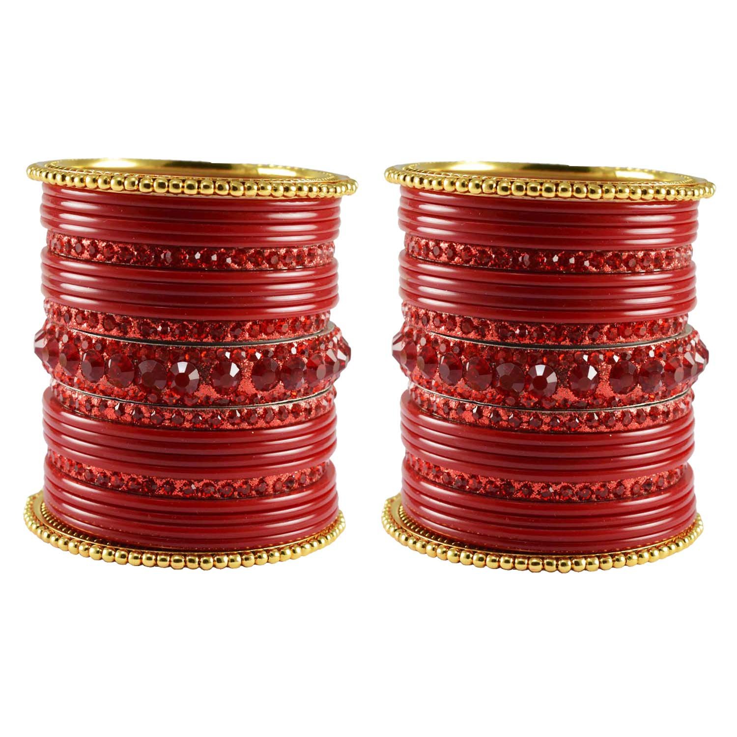 Vidhya Kangan Extra Large Size Bangle Color-Golden and Red Material-Brass and Acrylic Size-2.16(76mm) (B01EHUOFWM) Amazon Price History, Amazon Price Tracker