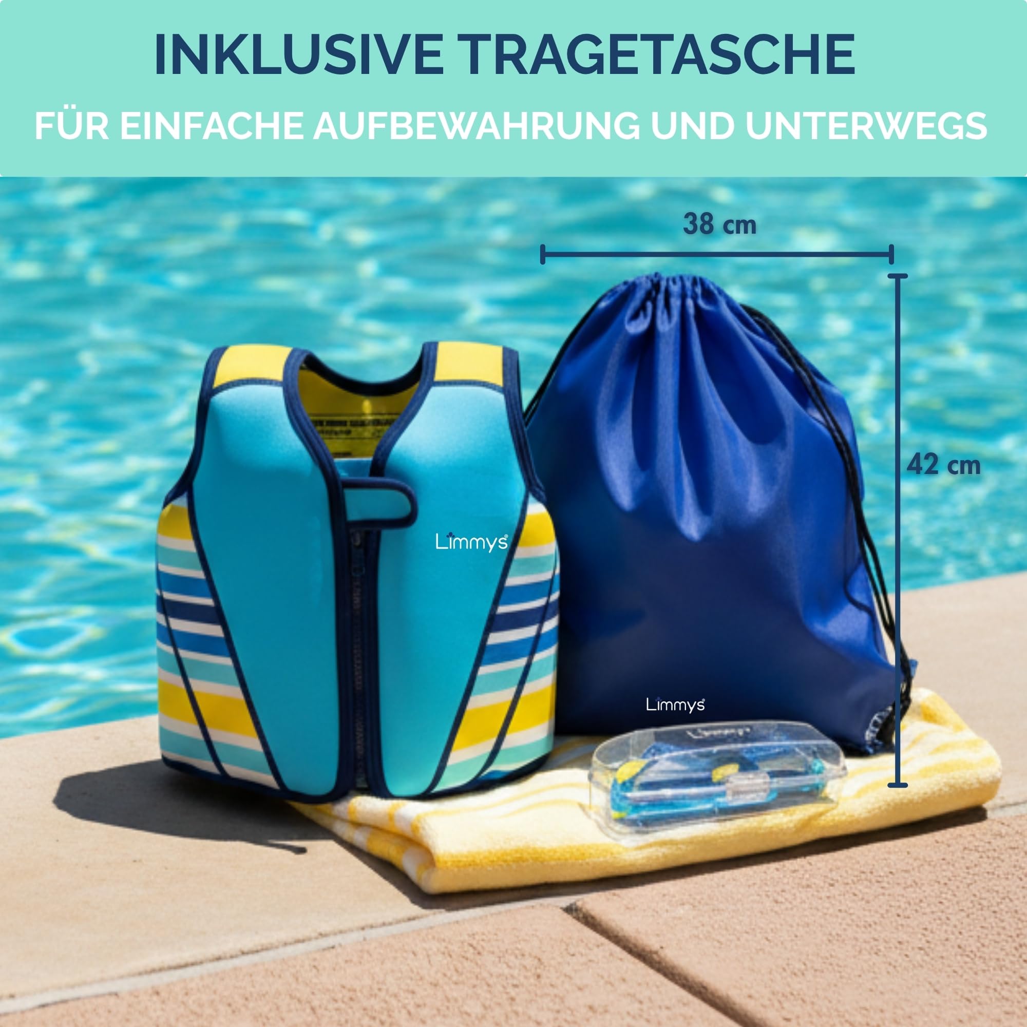 Limmys Schwimmweste für Kinder – Schwimmhilfe mit verstellbarem Auftrieb, Neopren, Testsieger