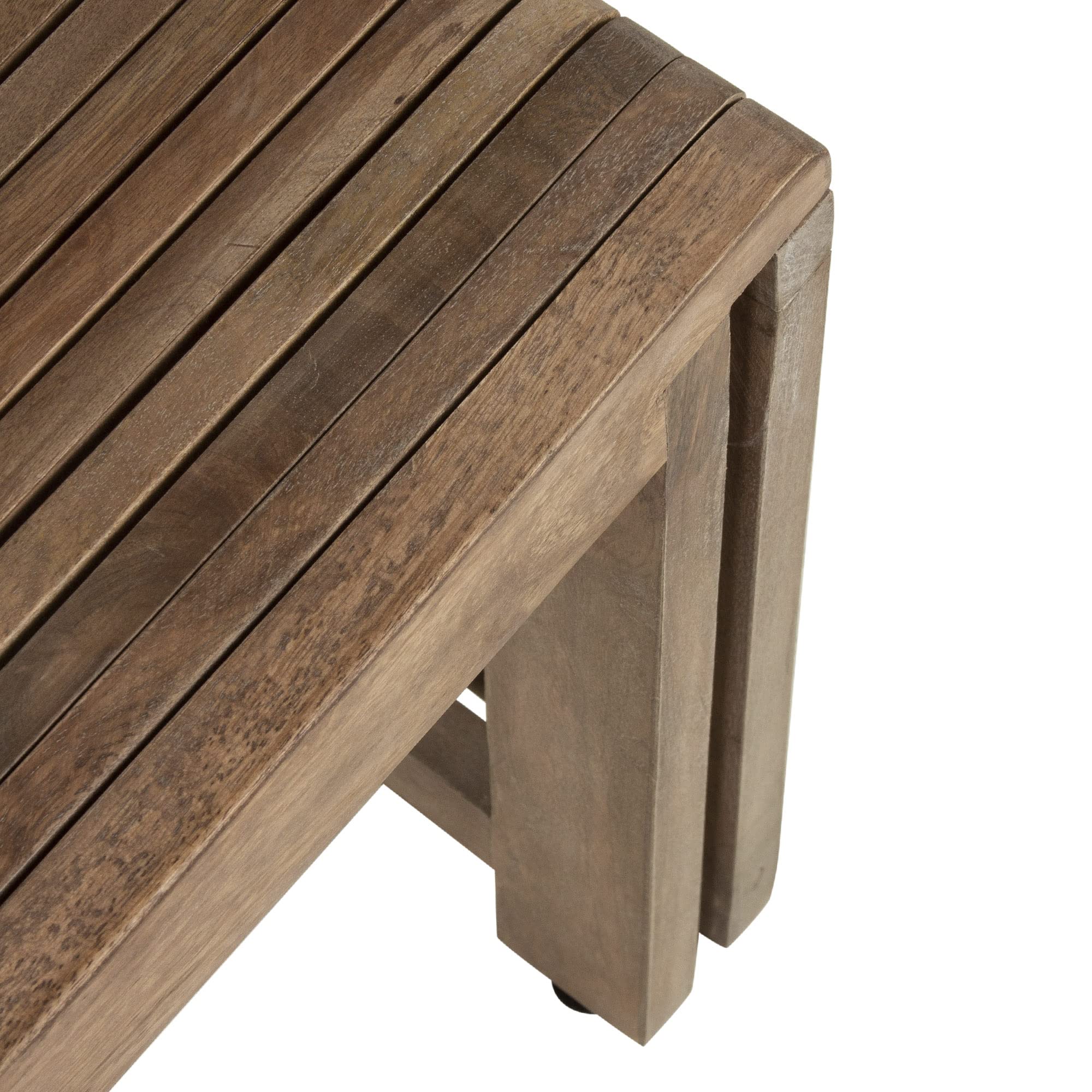 Extendable Dining Bench, Solid Mango Wood, 35 to 60 Inch | Expandable bench seating for dining room, entryway or end of bed, natural sand finish, 300 lb capacity, fully assembled