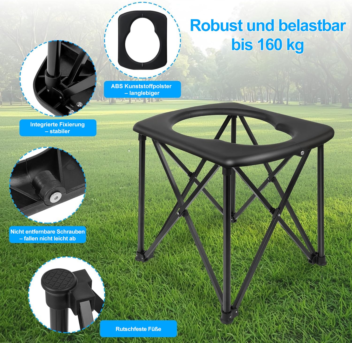 Toilettes pliantes mobiles, faciles à transporter, pour le camping, les secours, le jardin, la tente, la voiture et l'extérieur, les toilettes de camping pliables