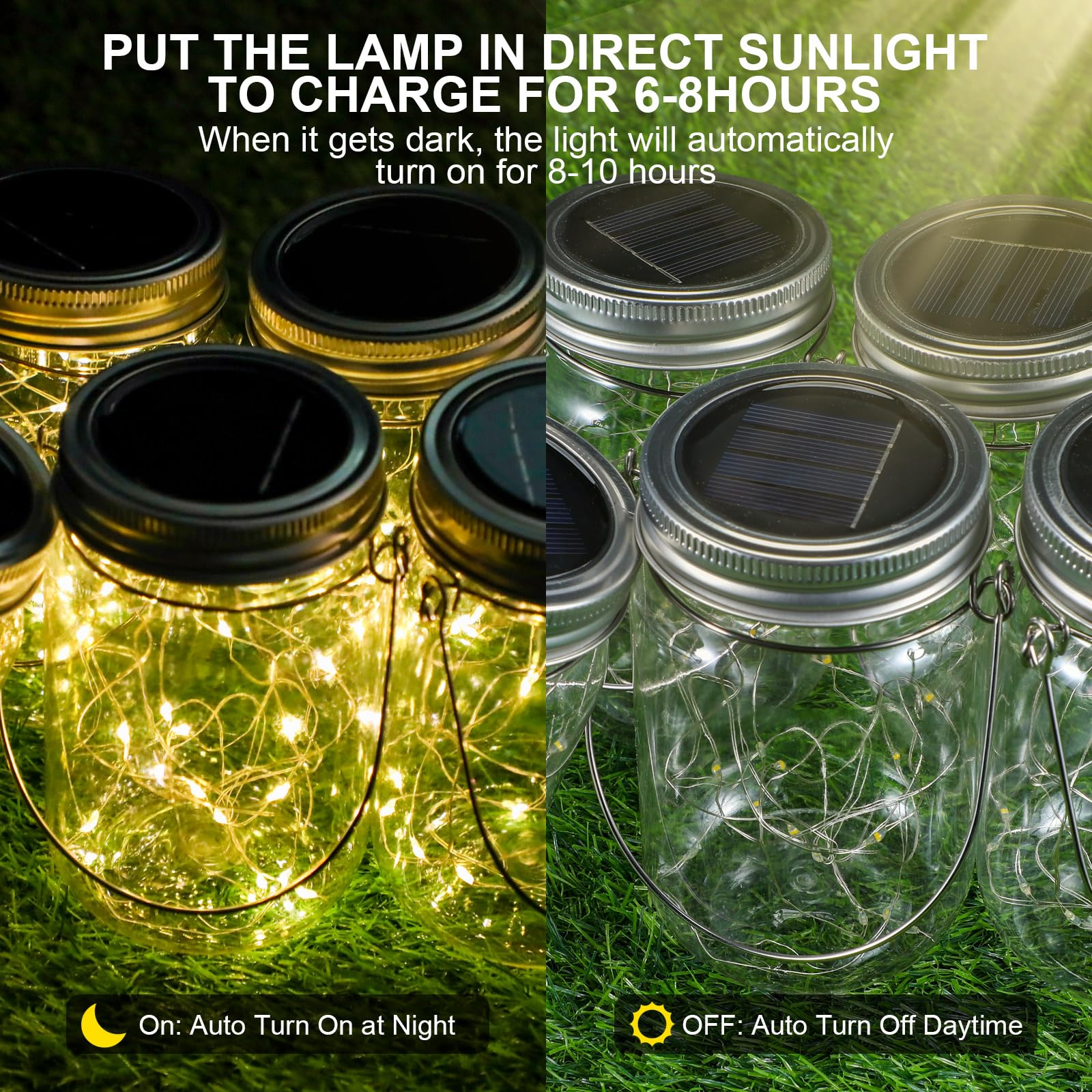 12 Pcs Solar Mason Jar Lights 30 LED String Plastic Mason Jar Hanging Lights Lantern Starry Jar Lights Waterproof Fairy Lantern for Outdoor Halloween Wedding Garden Yard Party (Warm White)