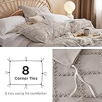 Vista 7 de Bedsure - Funda nórdica estilo bohemio tamaño Queen - Ropa de cama de lino transpirable y suave, funda de edredón lavable a máquina para todas