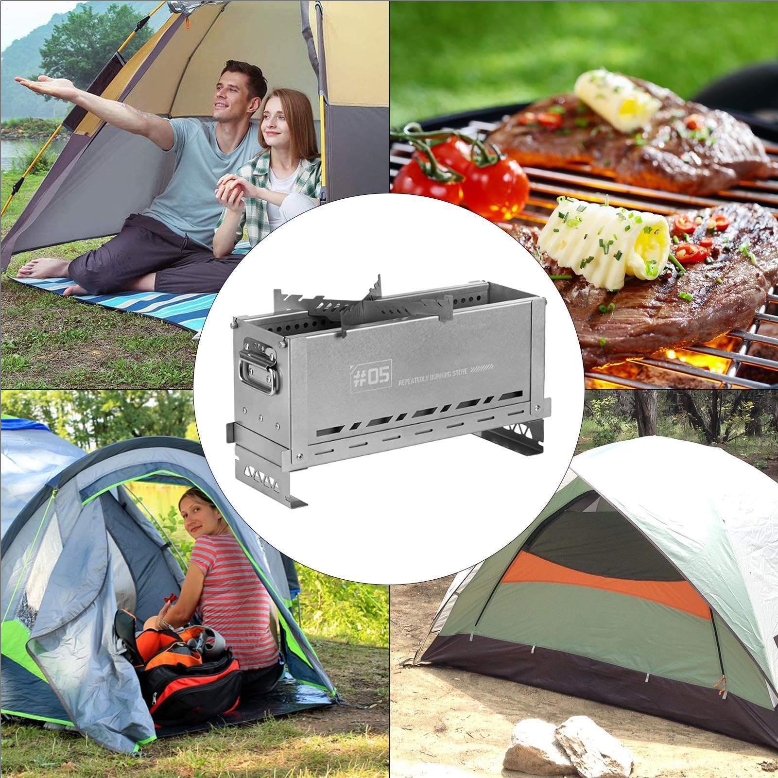 Piec Turystyczny Przenośne Naczynia Kuchenne Ze Stali Nierdzewnej Odporne | Kuchenka Turystyczna na Camping do Campingu, na świeżym powietrzu, na Piknik, do Namiotu, na Turystykę Pieszą i w