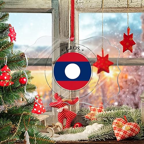 Vista 103 de Bandera nacional de Kuwait, decoración de árbol de Navidad de acrílico, adorno de recuerdo de la ciudad, adorno colgante para árbol de Navidad