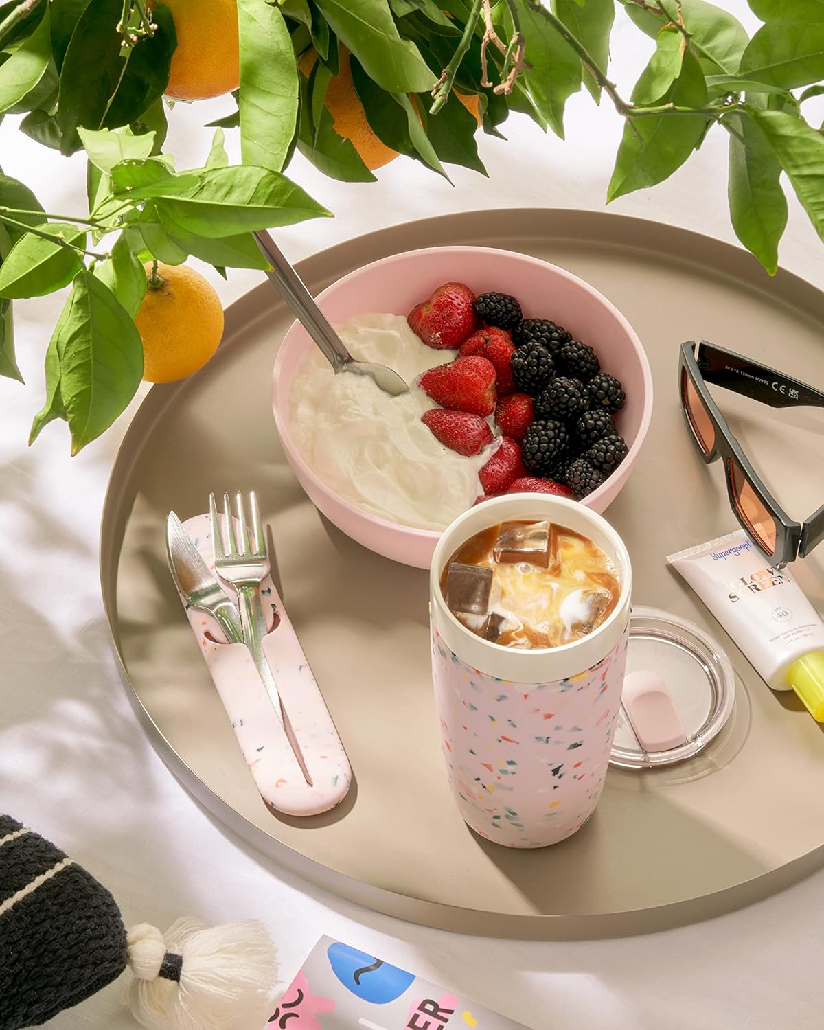 W&P Porter Insulated Tumbler 20 oz | No Metallic Aftertaste Ceramic Coated for Water, Coffee, & Tea | Wide Mouth Vacuum Insulated | Dishwasher Safe, Blush Terrazzo - Image 3