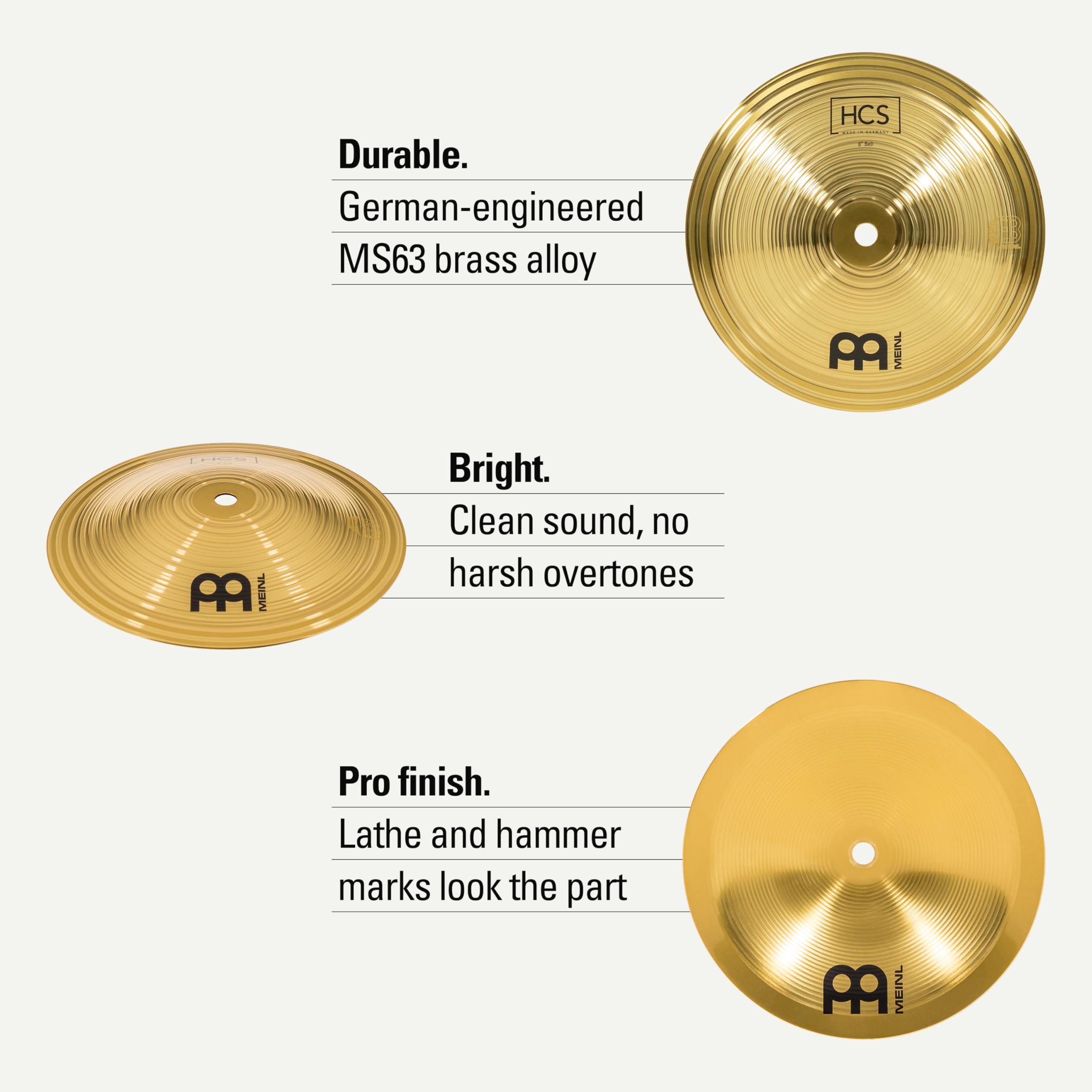 Meinl Cymbals HCS Bell 8" piatto ottone per batteria made in Germany HCS8B