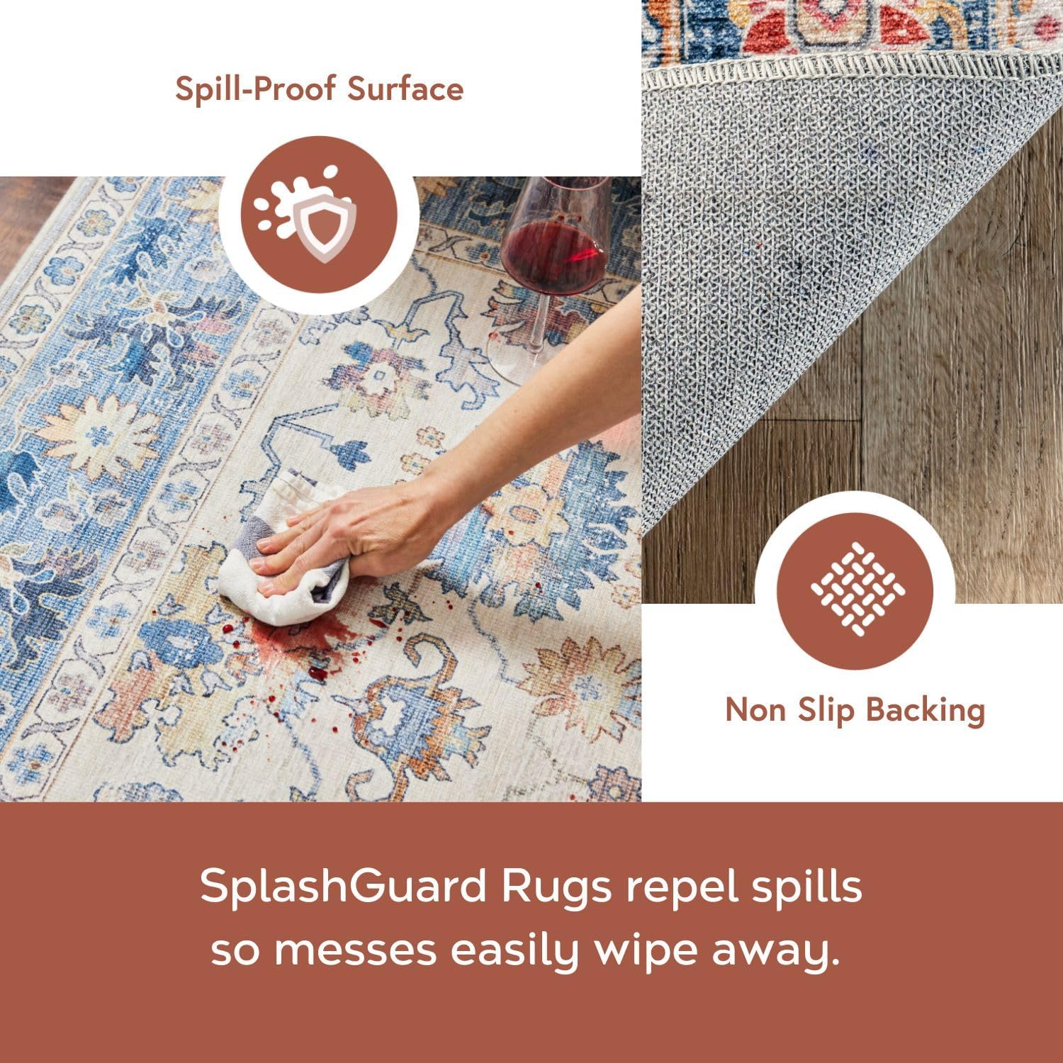Nuloom Splashguard EMI Blue/Multicolor, 9' x 12', Soft and Cozy, High Traffic, Stain Resistant, Easy Clean, Durable, Machine Washable Area Rug for Bedroom, Living Room, Dining, Den, Foyer, Entryway