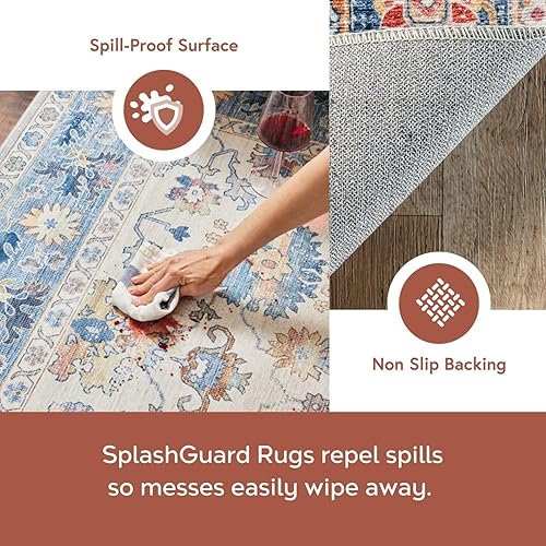Miniatura 4 de nuLOOM EMI - Alfombra tradicional resistente a las manchas, lavable a máquina, 9 x 12 pies, color azul multicolor