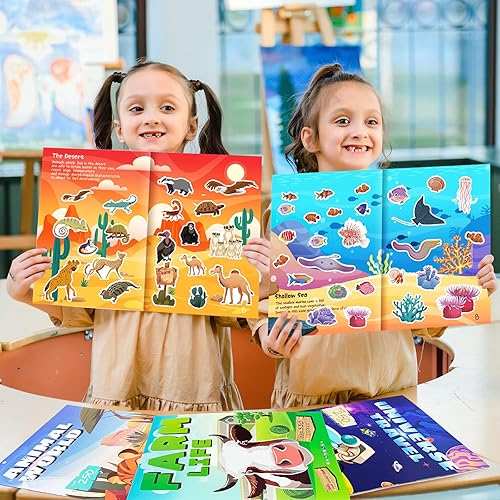 Miniatura 7 de LIFEBE Juego de 2 libros de calcomanías para niños de 2 a 4 años 1 a 5 años lindos libros de calcomanías para niños juguetes educativos libros de