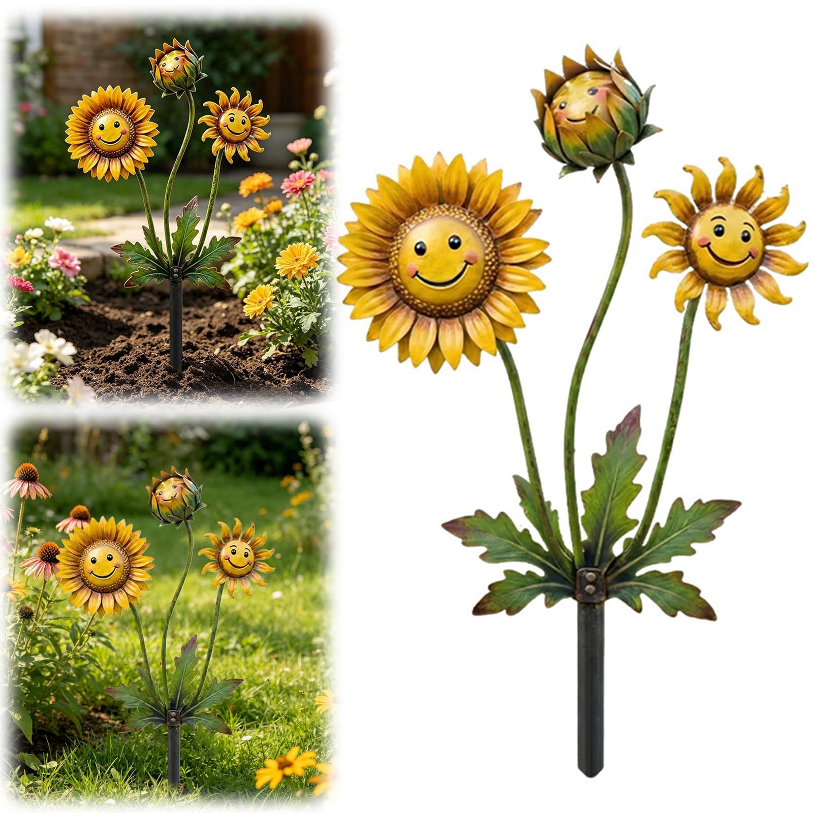2D Flat Whimsical Metal Carnivorous Plant Garden Stake, 2026 Upgrade Handmade Iron Flytrap Mon-ster Plant Sculpture, Quirky Outdoor Decor Stake for Lawn Garden Patio Yard