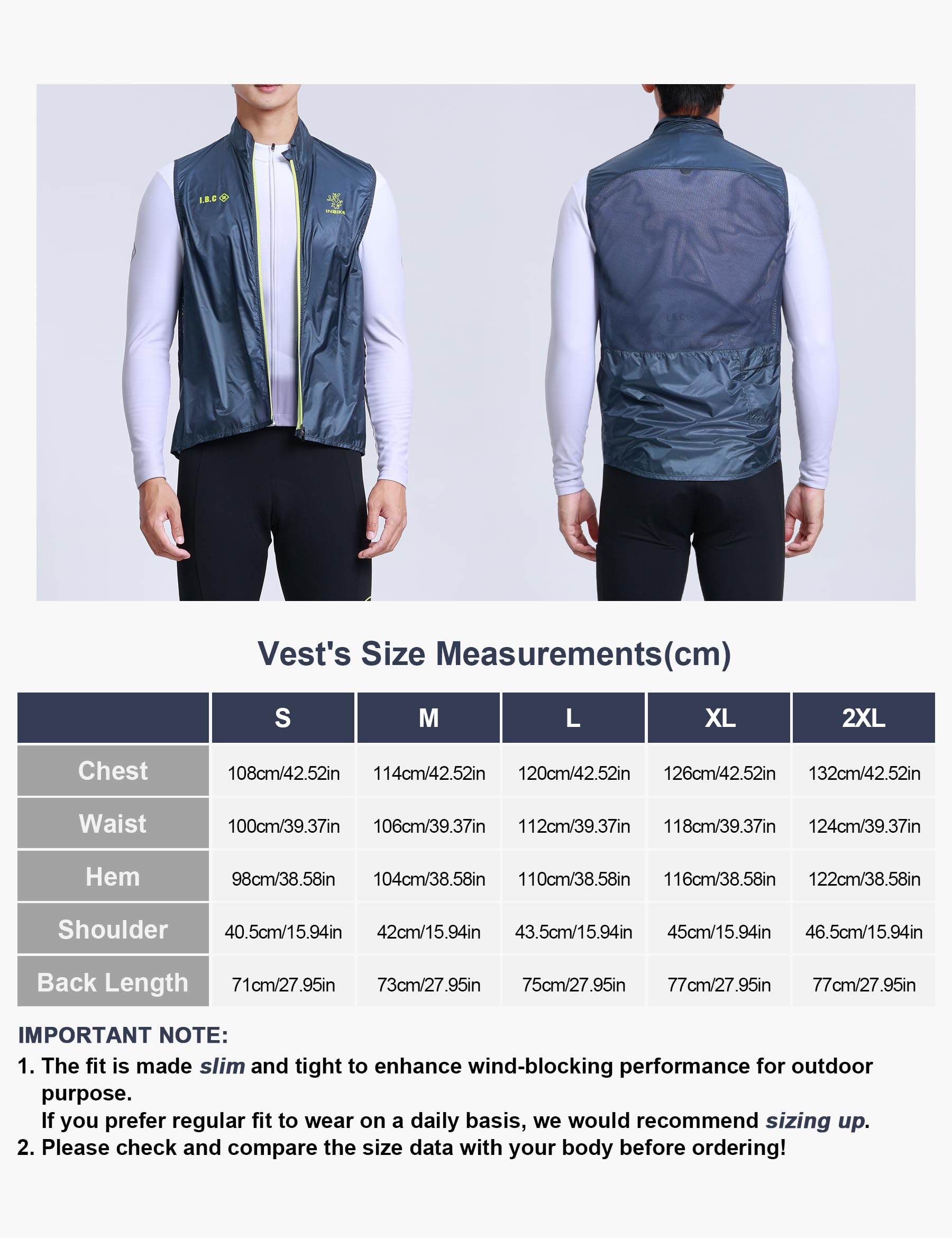 INBIKE Gilet de Cyclisme Homme léger Gilet Course Vent coupe-vent et imperméable Respirant avec Doublure en Poche de Rangement