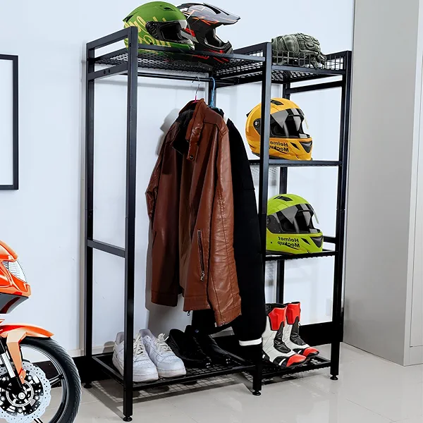 EROTASH Motorcycle Helmet Stand - Large Helmet Holder, Gear Storage Rack, Display Shelf for Accessories, Jacket, Gloves and Boots
