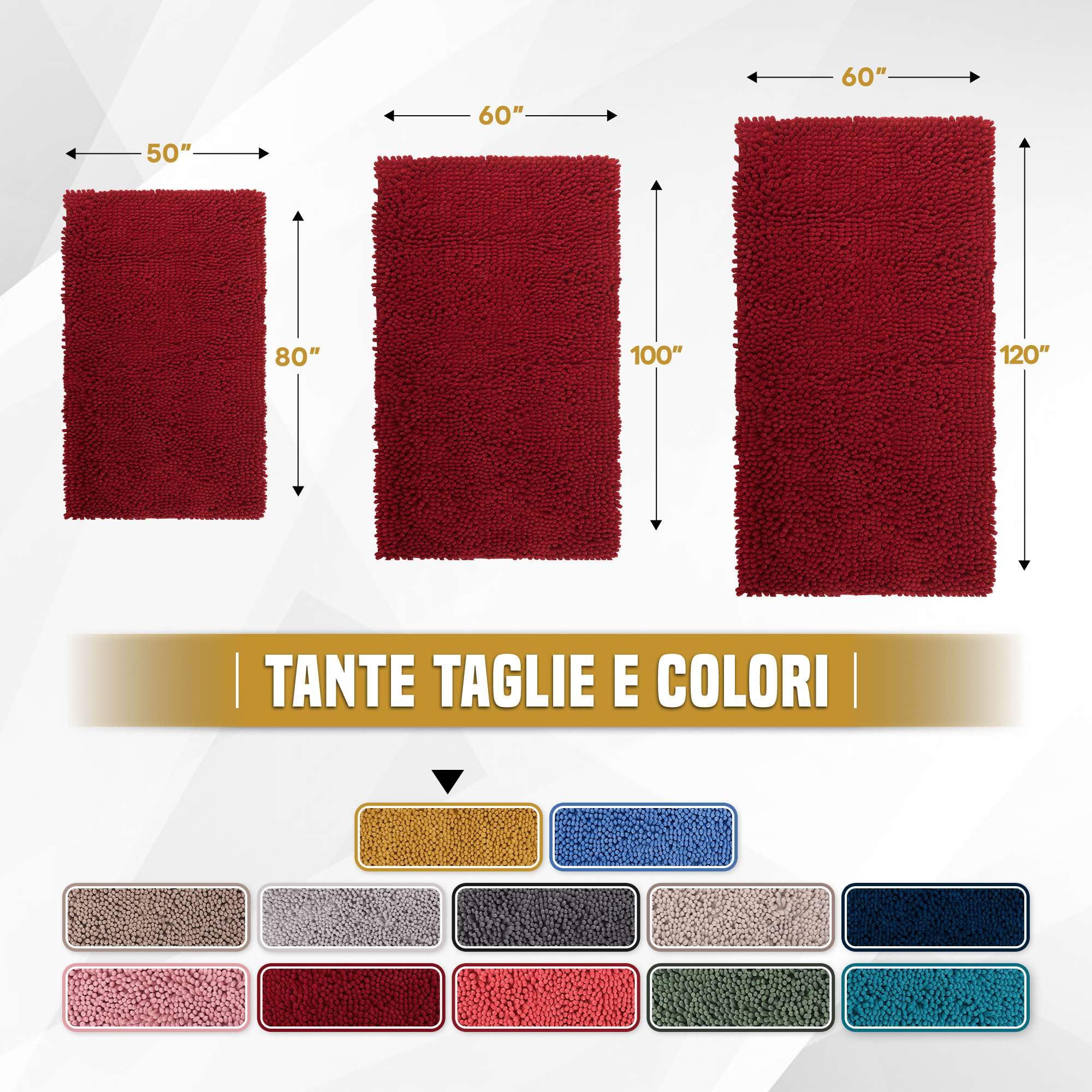 Tappeto Ciniglia E Cotone Per Il Bagno, Antiscivolo - Foto 2