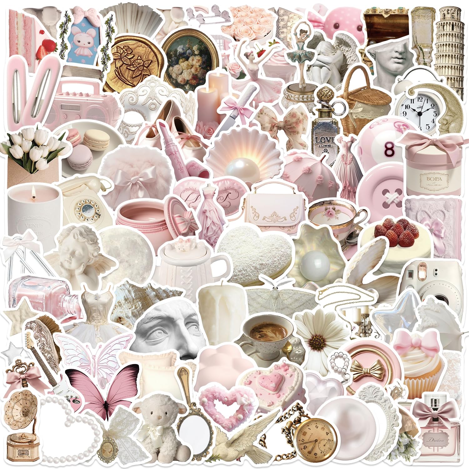 100pcs Coquette Stickers Pack - Cute Waterproof Vinyl Aesthetic Stickers for Girls | Laptop, Water Bottle, Phone, Guitar Decoration — image 1