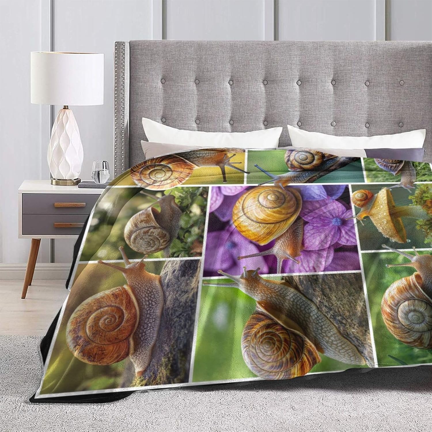 Snails Blanket Snail Throw Blanket Soft Cozy Warm Fuzzy Fleece Lightweight Plush Merch Animal Decor Gifts for Lover Man Woman Boy Girl Couch Bedding Sofa 50"X40" - Image 4