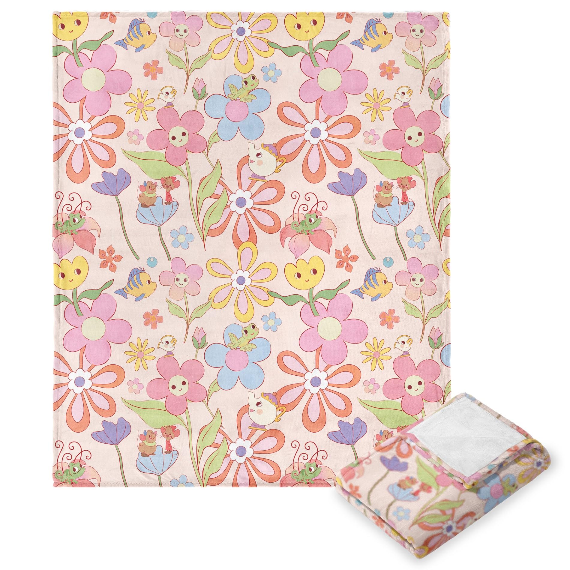 NORTHWEST Disney Princess Silk Touch Throw Blanket, 50" x 60", Garden