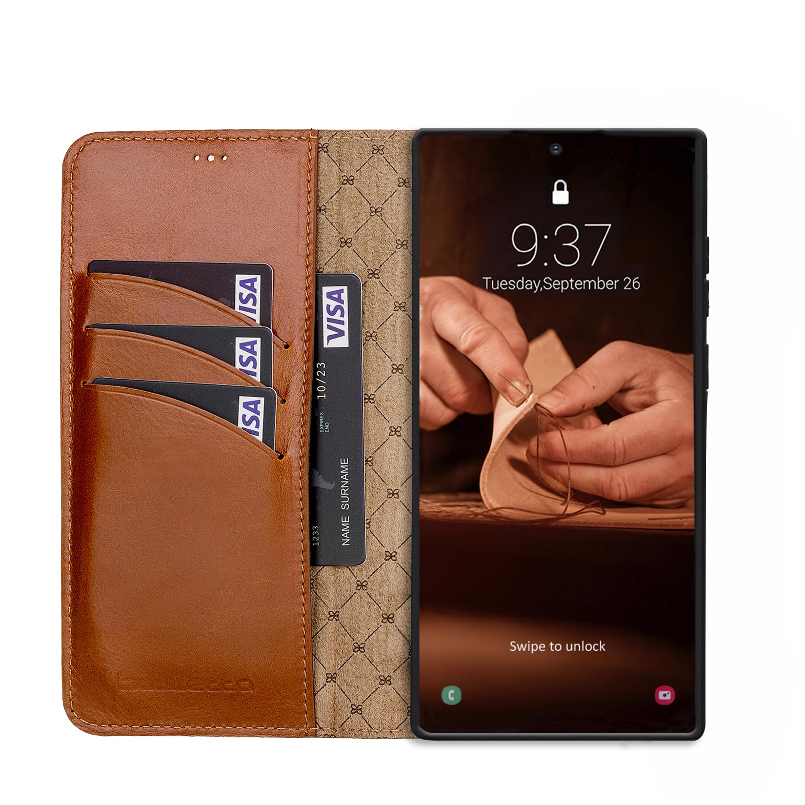 Custodia per Samsung Galaxy S24 Plus (6,7 pollici) – Custodia Premium in vera pelle con funzione Kickstand, Bookcase removibile, chiusura magnetica e tasca per carte