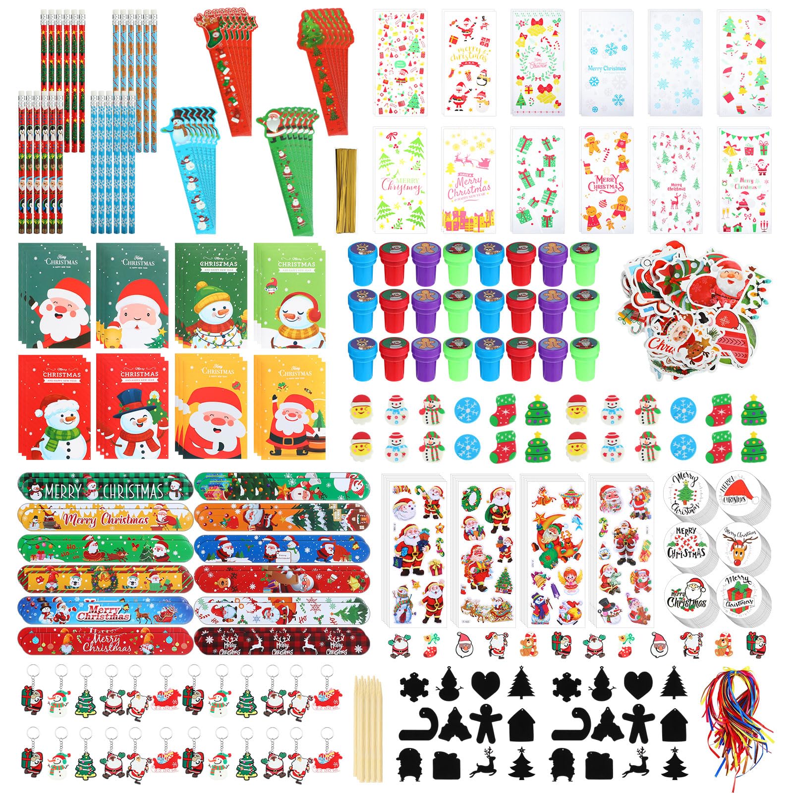 Lot de 758 articles de papeterie de Noël Cholemy mini carnets gommes règles et autocollants - 8