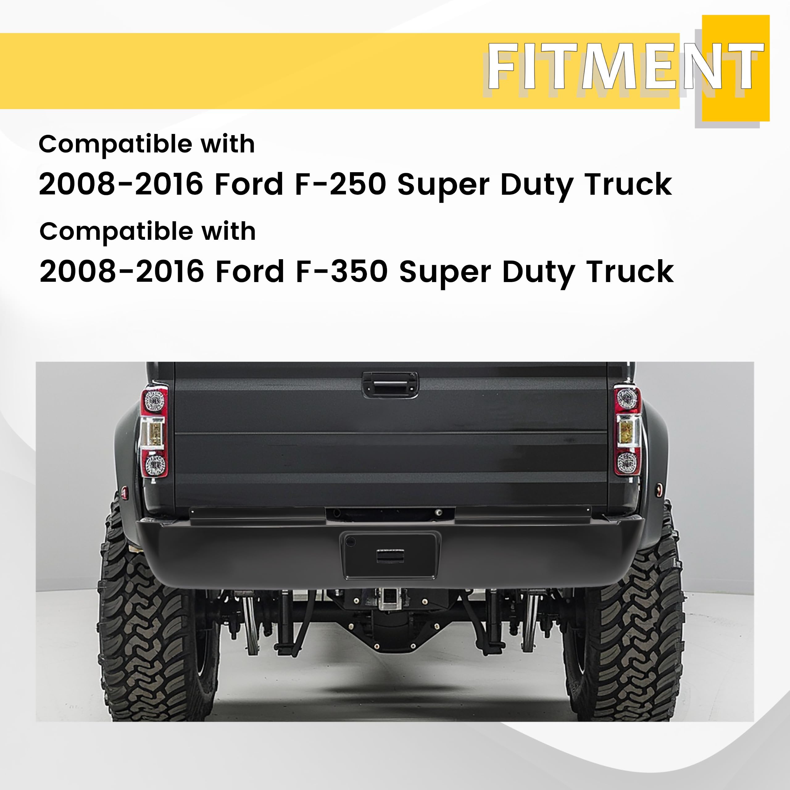 KUAFU Rear Bumper Roll Pan Compatible with 2008-2016 Ford F250 F350 F-250 F-350 Super Duty Truck Steel Electrophoresis Black