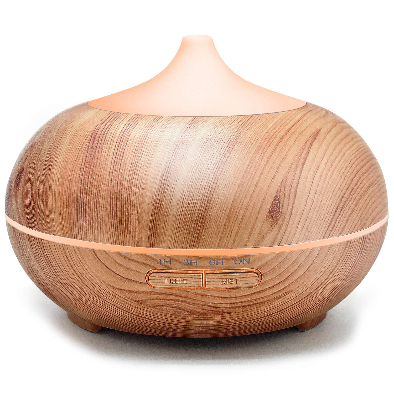 ASAKUKI 300ml Essential Oils Diffuser, Wood Grain Ultrasonic Diffuser Auto Shut-Off Cool Mist Humidifier with Timer, 7 Colors LED Lights for Baby Room, Home,Yoga, SPA, Office