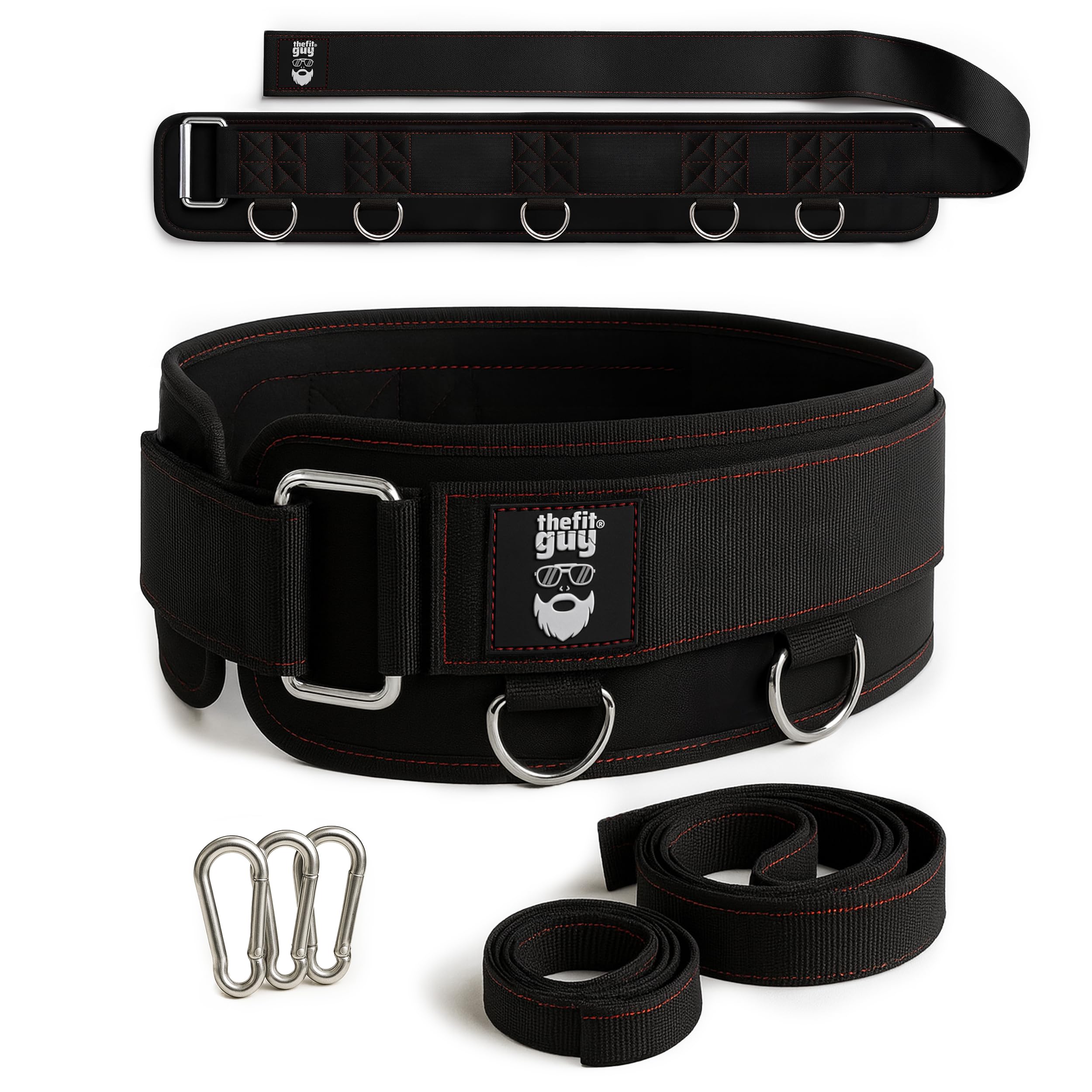 Multi-Attachment Belt for Cable Machine and Smart Home Gym Squats and Hip Thrusts, 5 Attachment Points for Optimal Weight Distribution, 2 Straps (40” & 27”) and 3 Metal Snap Hooks Included